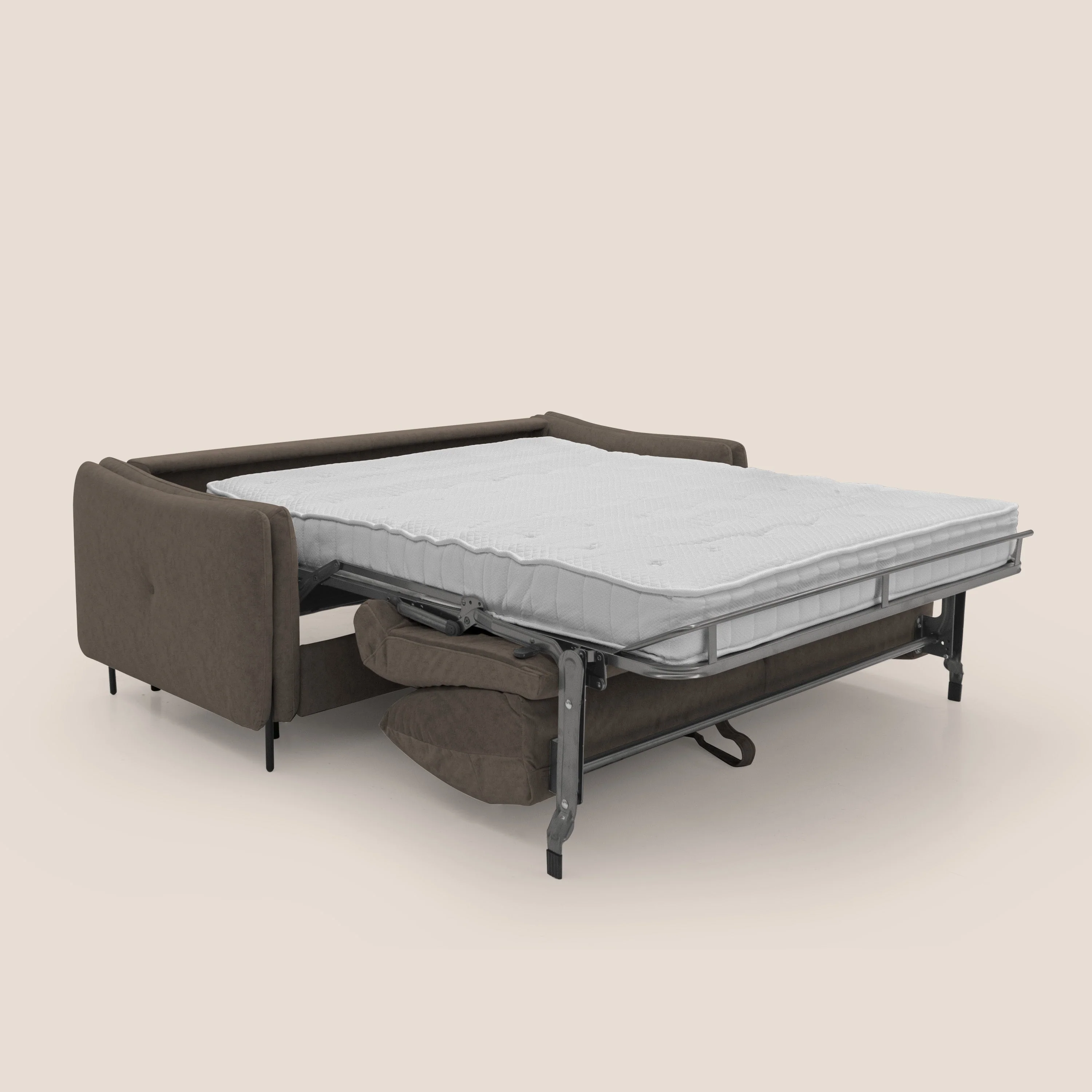 Gregory Canapé convertible avec matelas H18 cm en microfibre effet velours imperméable T09 marron - Image 2