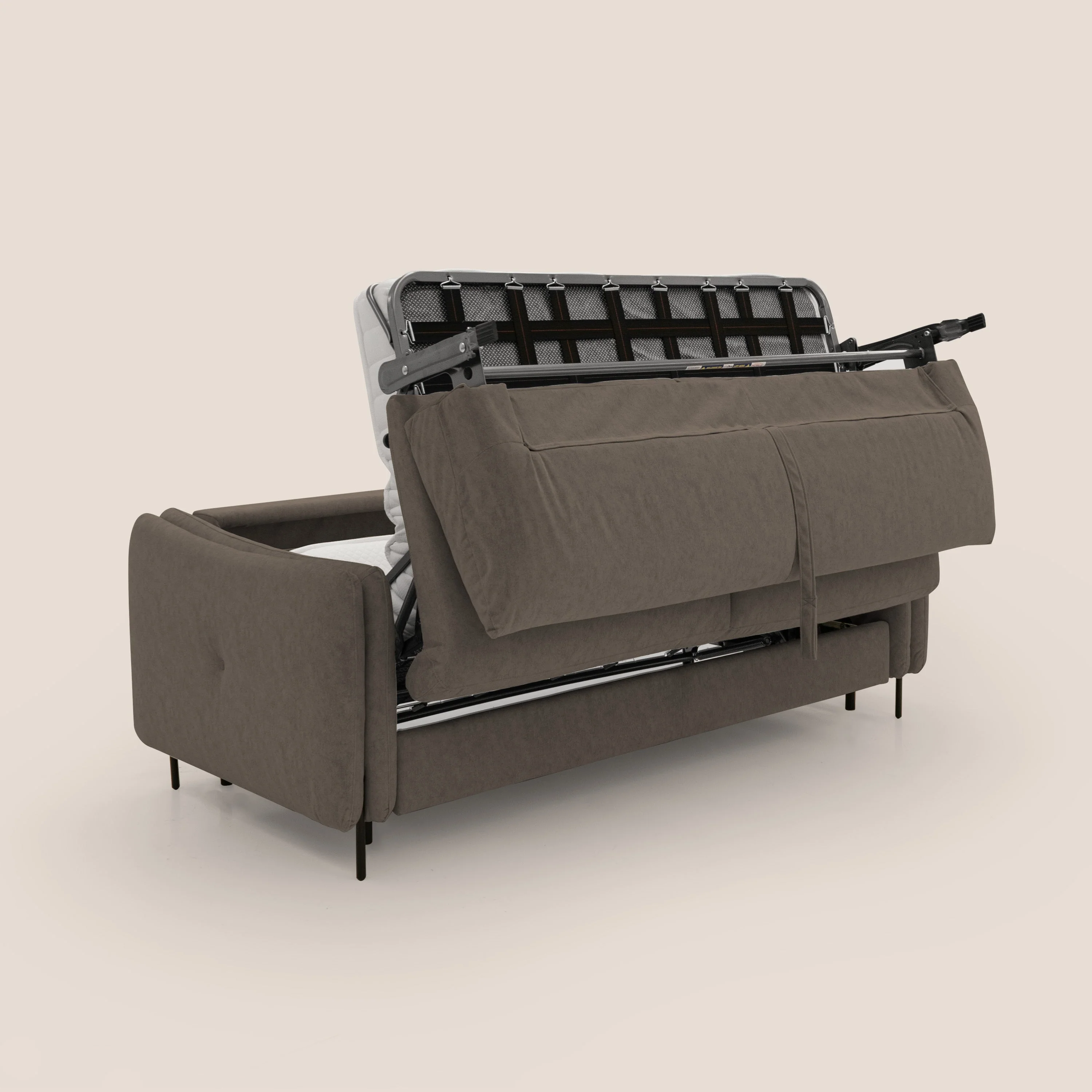 Gregory Canapé convertible avec matelas H18 cm en microfibre effet velours imperméable T09 marron - Image 3