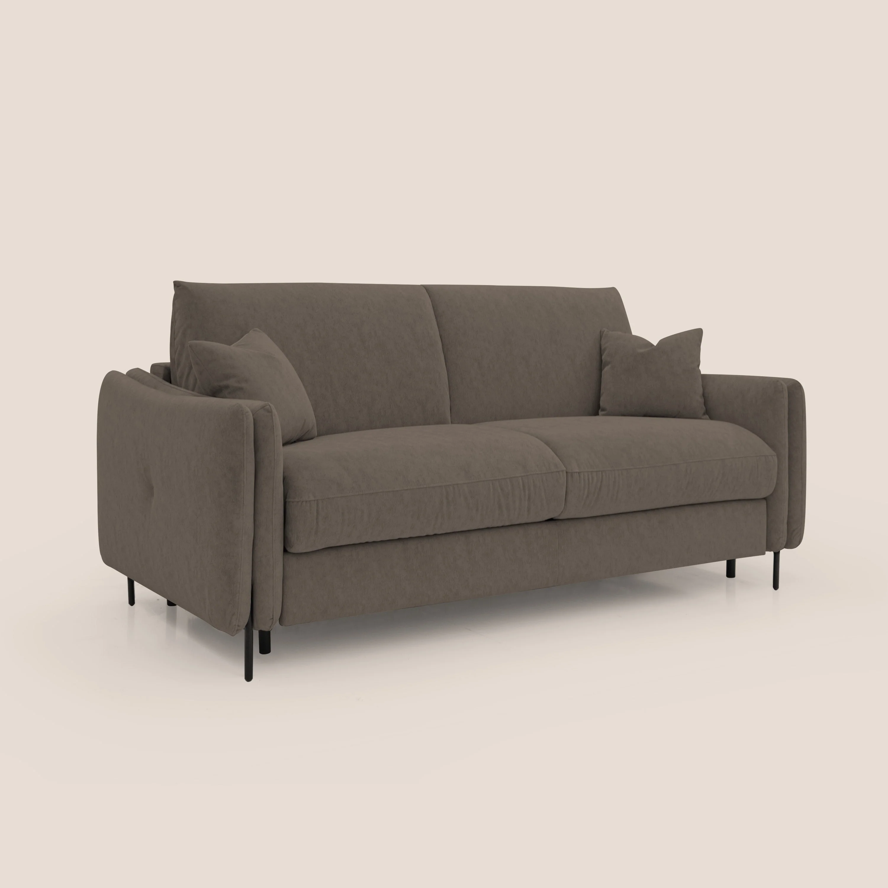 Gregory Canapé convertible avec matelas H18 cm en microfibre effet velours imperméable T09 marron - Image 4