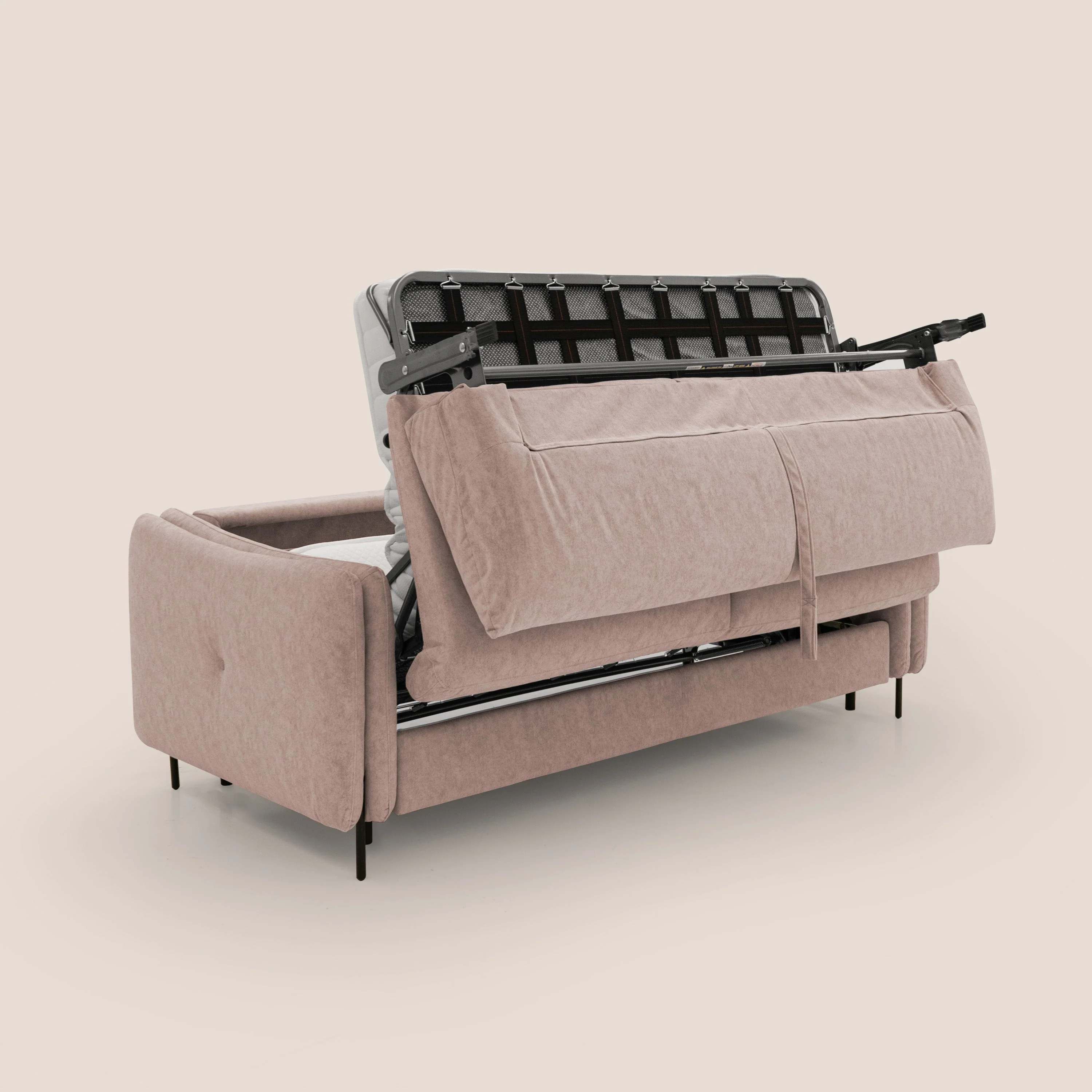 Gregory Canapé convertible avec matelas H18 cm en microfibre effet velours imperméable T09 rose - Image 3