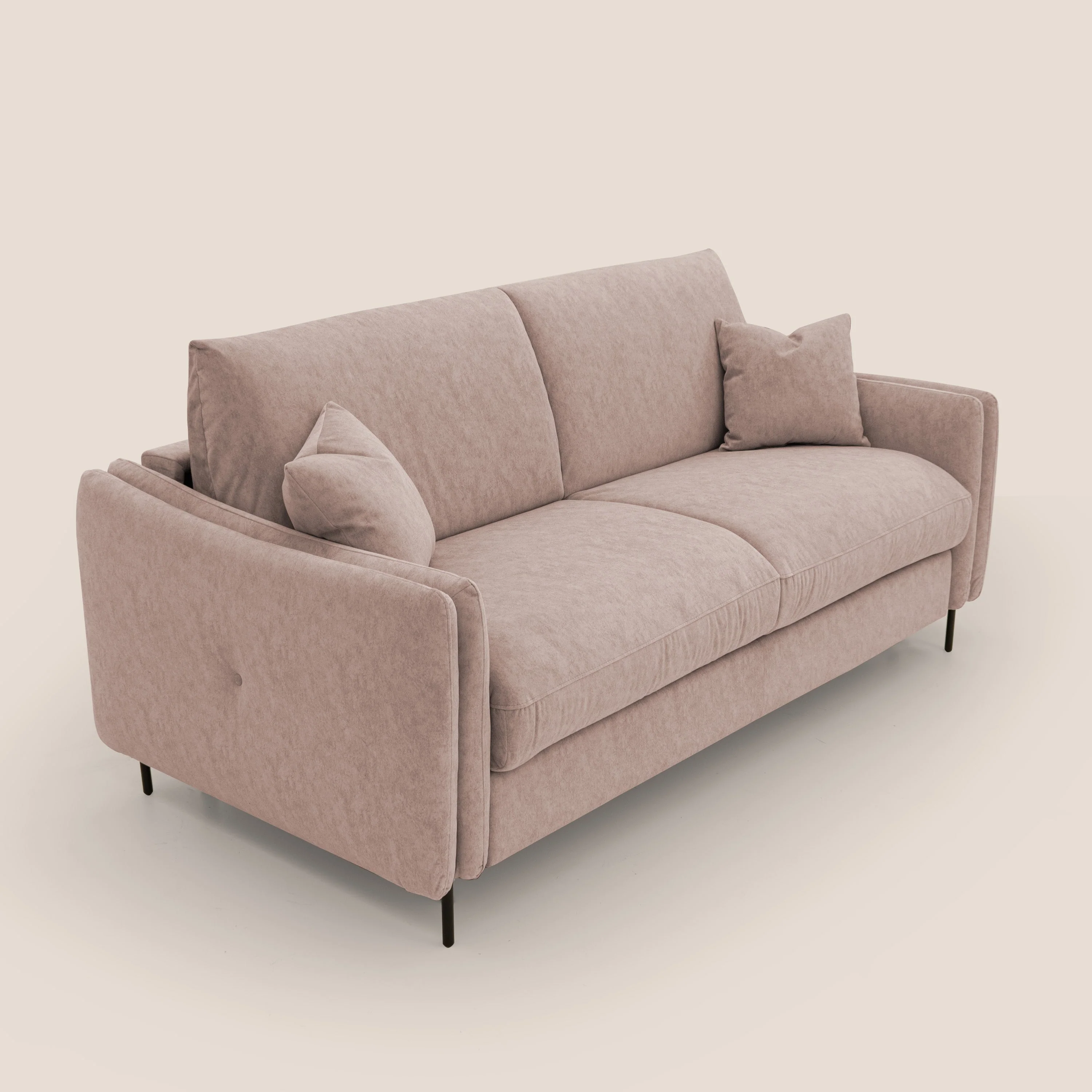 Gregory Canapé convertible avec matelas H18 cm en microfibre effet velours imperméable T09 rose - Image 6