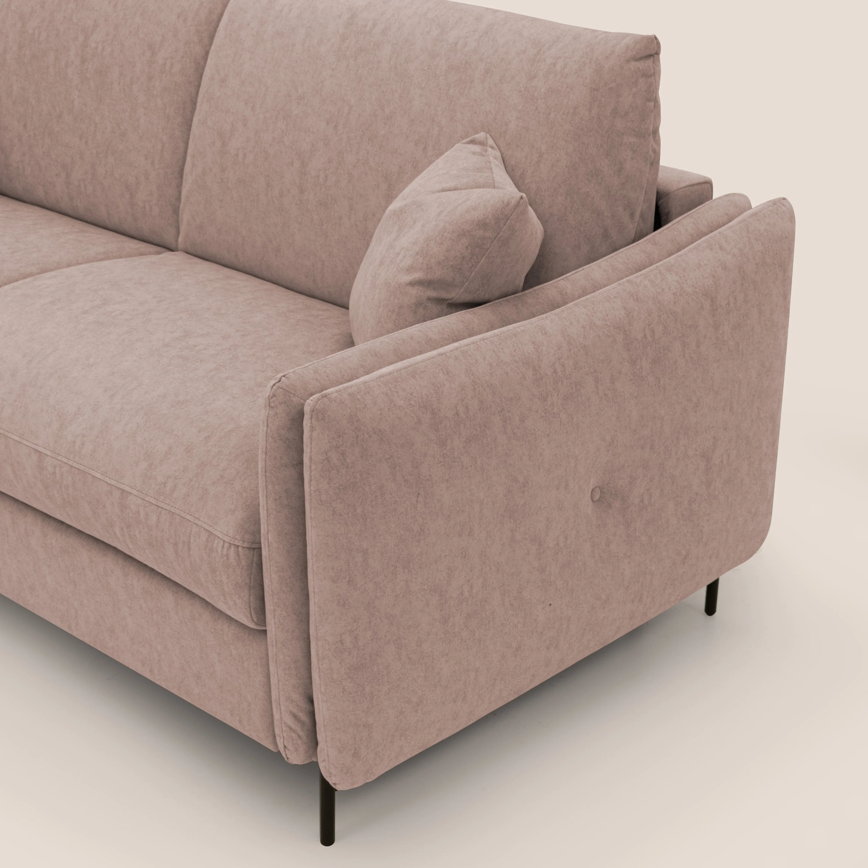 Gregory Canapé convertible avec matelas H18 cm en microfibre effet velours imperméable T09 rose - Image 8