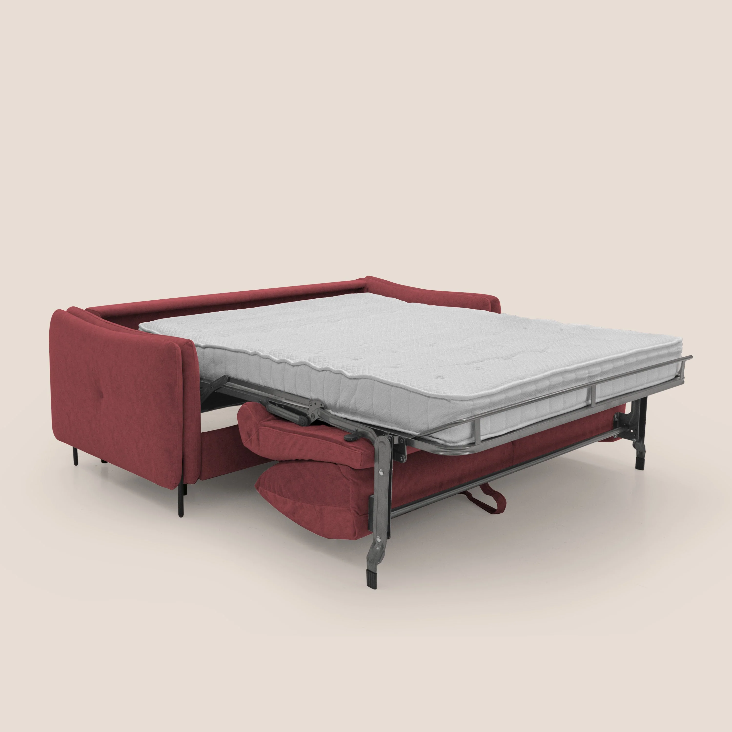 Gregory Canapé convertible avec matelas H18 cm en microfibre effet velours imperméable T09 rouge - Image 2