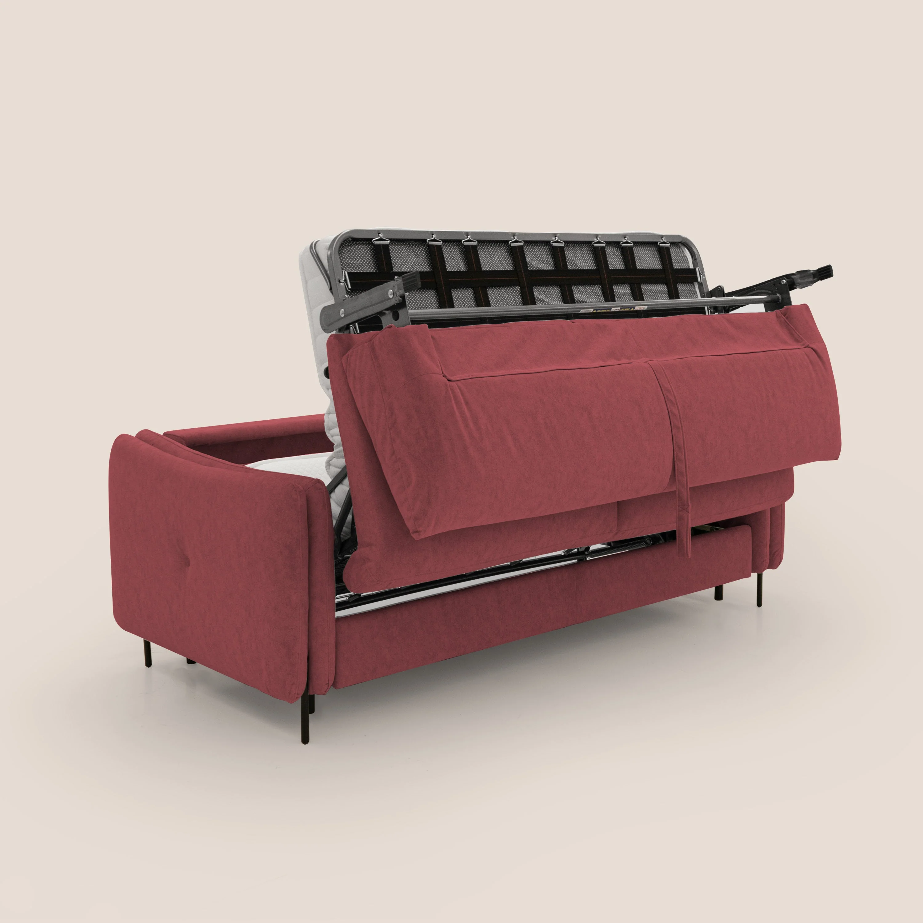 Gregory Canapé convertible avec matelas H18 cm en microfibre effet velours imperméable T09 rouge - Image 3