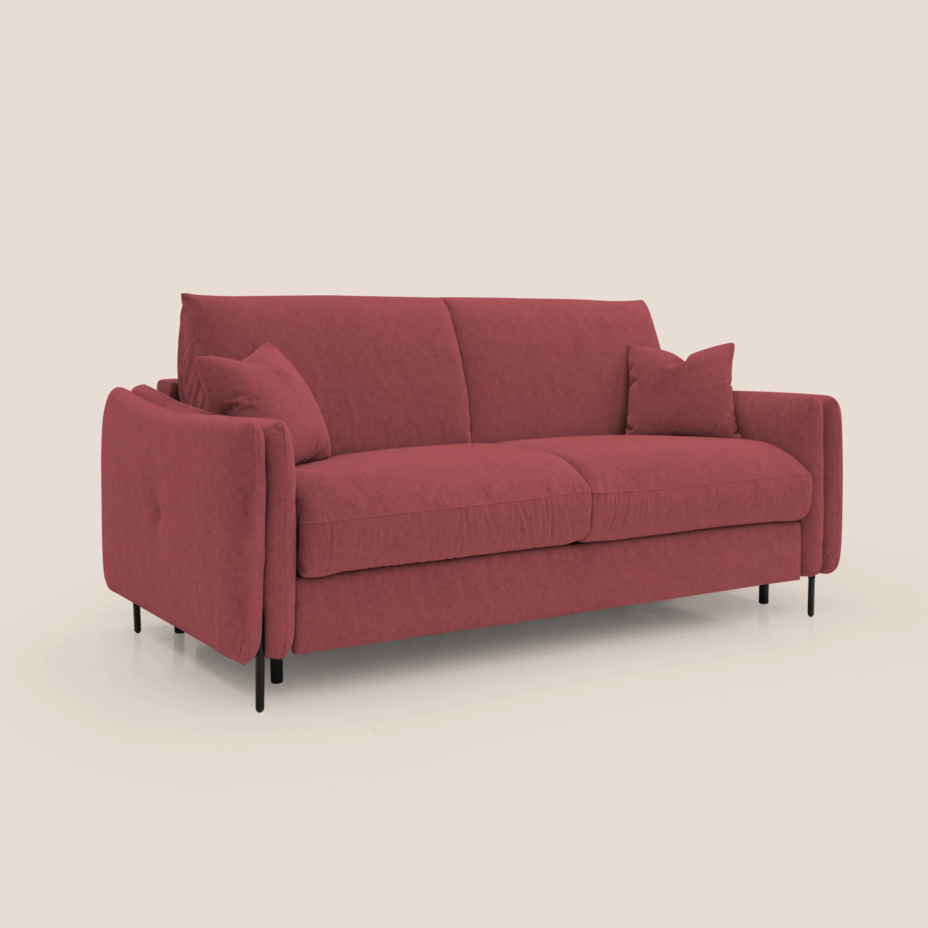 Gregory Canapé convertible avec matelas H18 cm en microfibre effet velours imperméable T09 rouge - Image 4