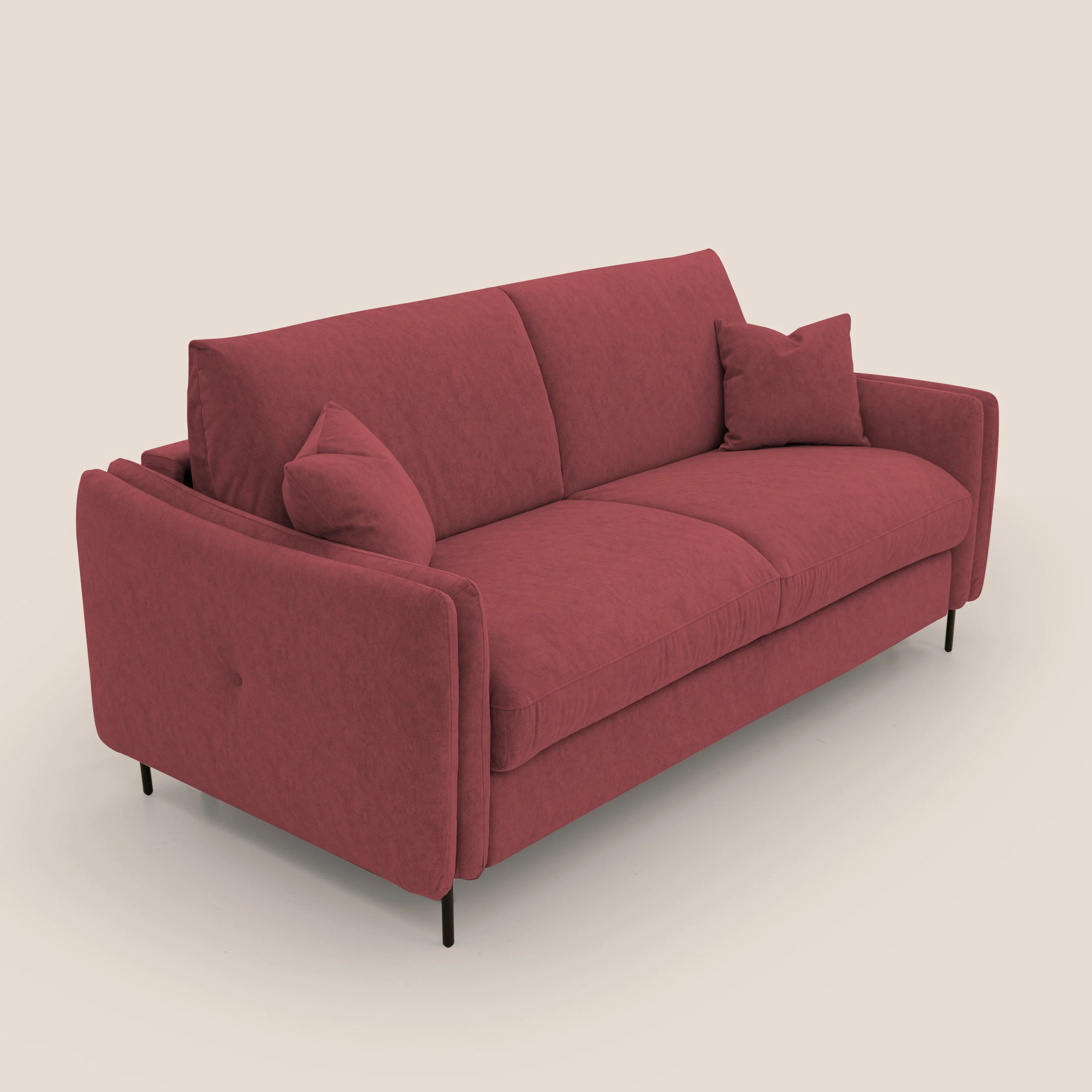 Gregory Canapé convertible avec matelas H18 cm en microfibre effet velours imperméable T09 rouge - Image 6