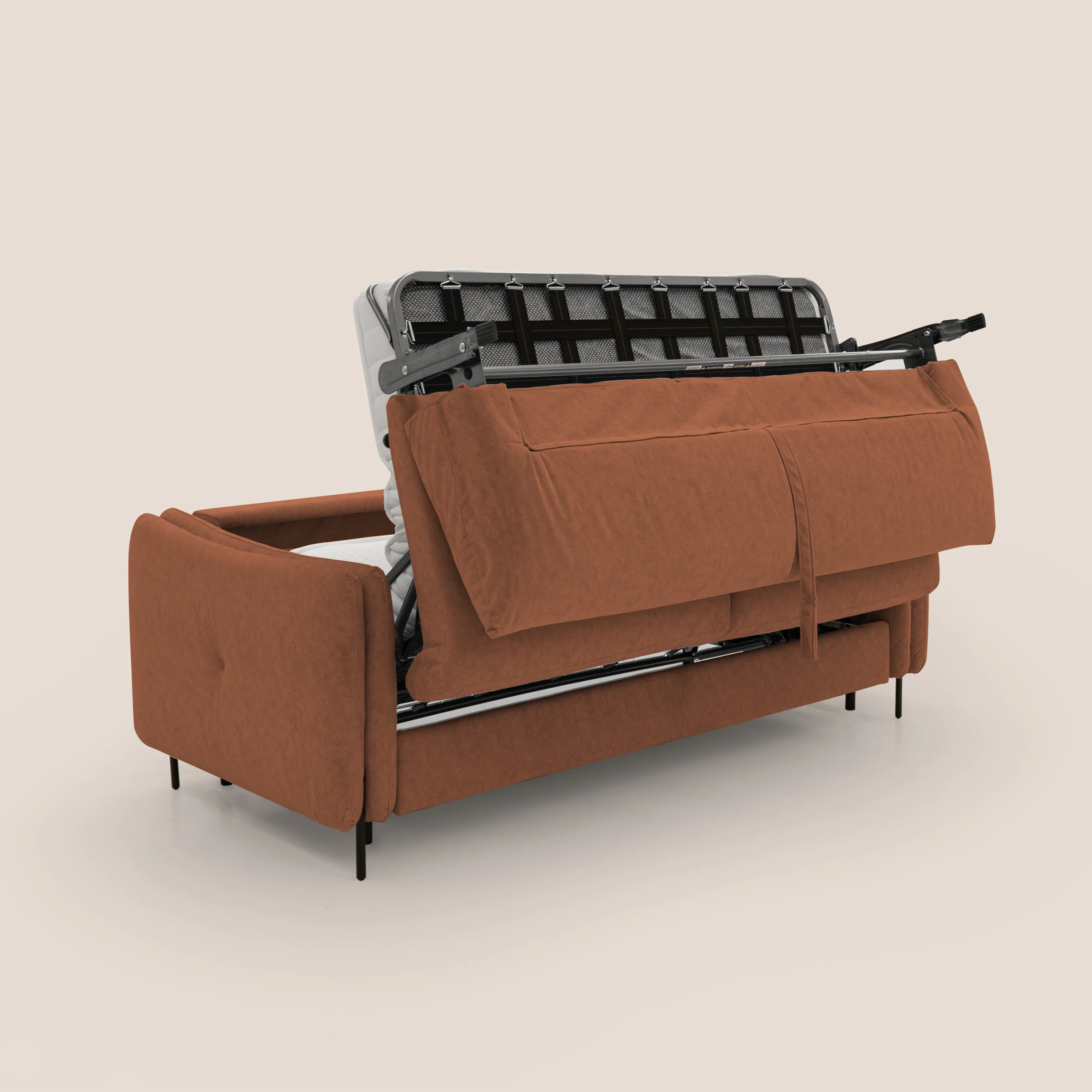 Gregory Canapé convertible avec matelas H18 cm en microfibre effet velours imperméable T09 rouille - Image 3
