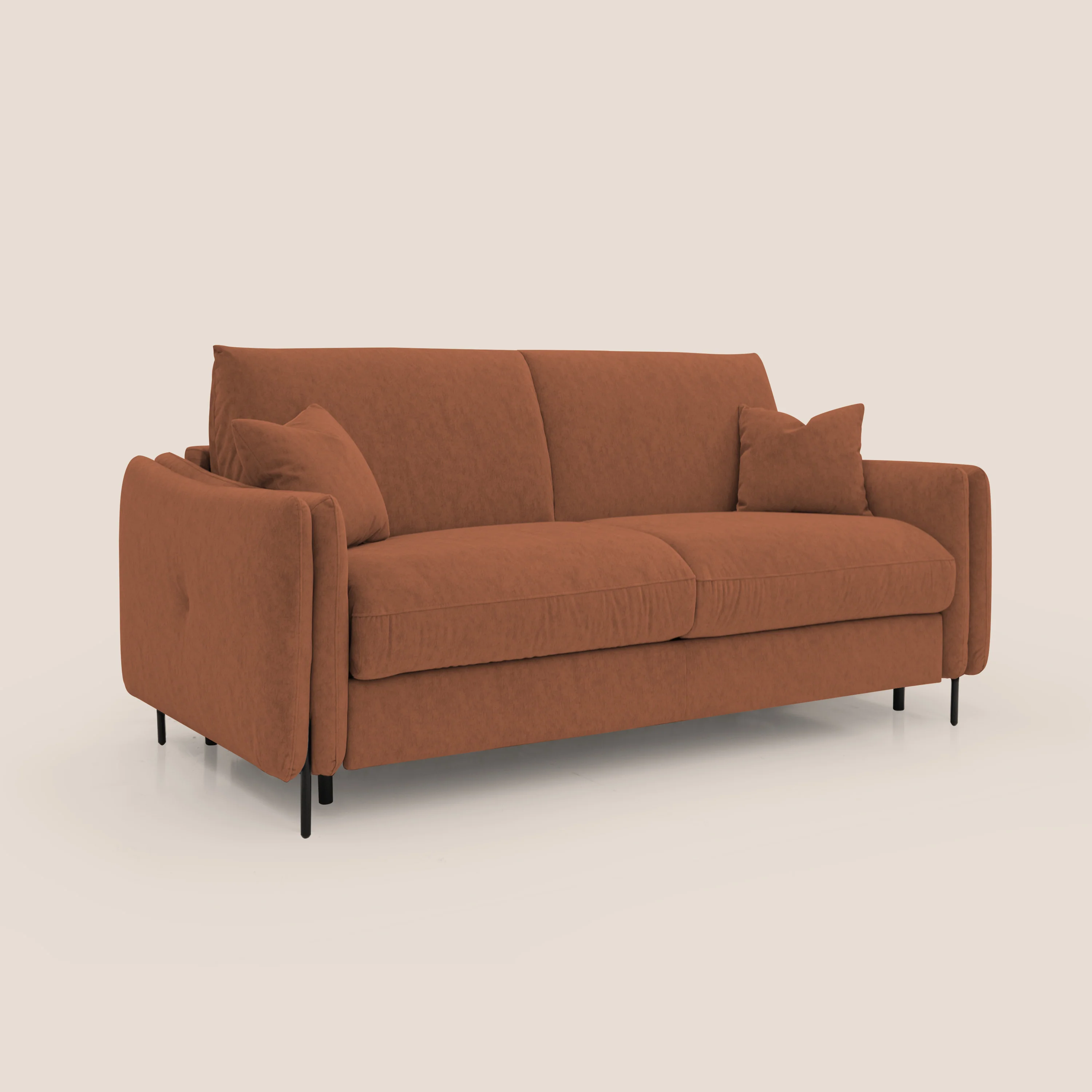 Gregory Canapé convertible avec matelas H18 cm en microfibre effet velours imperméable T09 rouille - Image 4