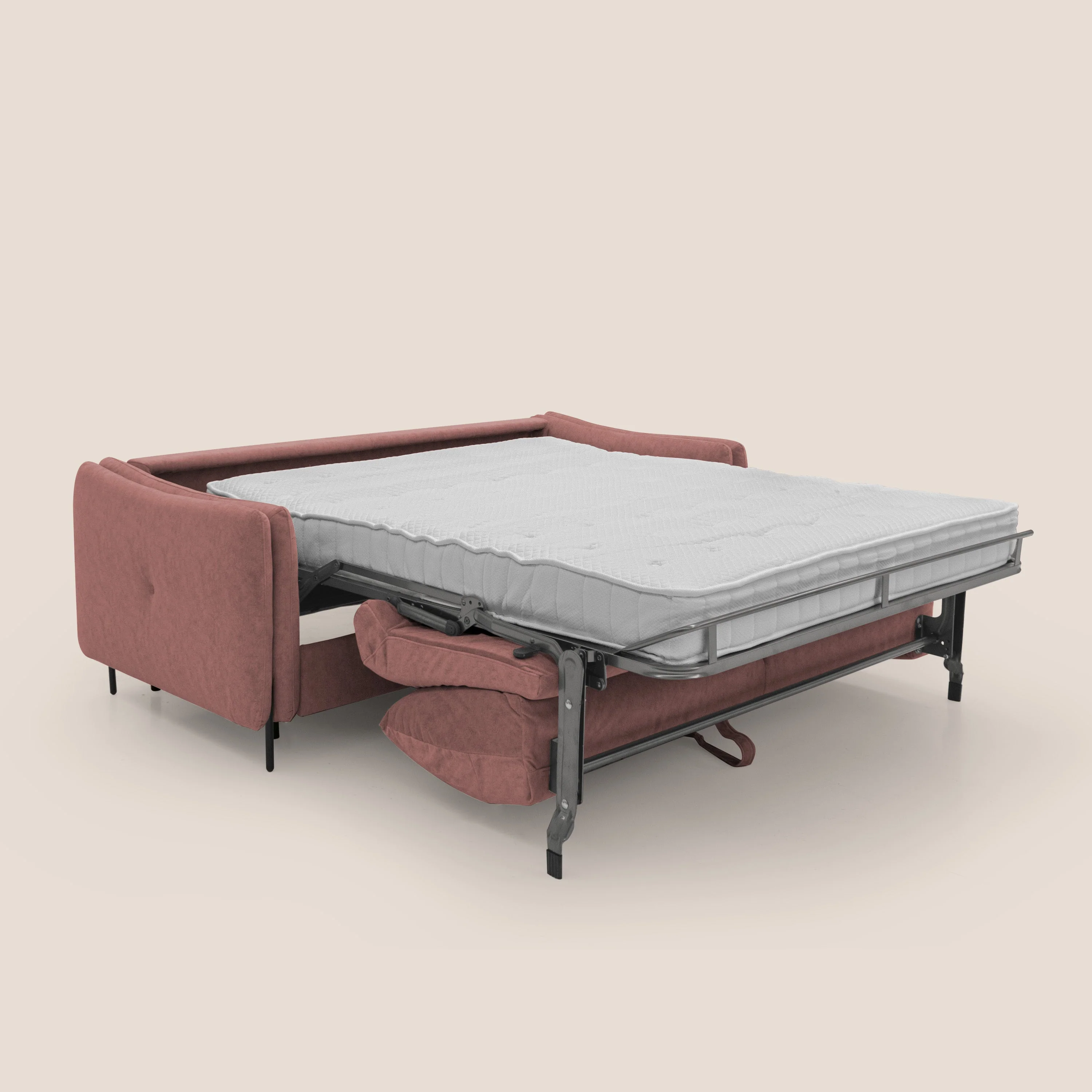 Gregory Canapé convertible avec matelas H18 cm en microfibre effet velours imperméable T09 saumon - Image 2