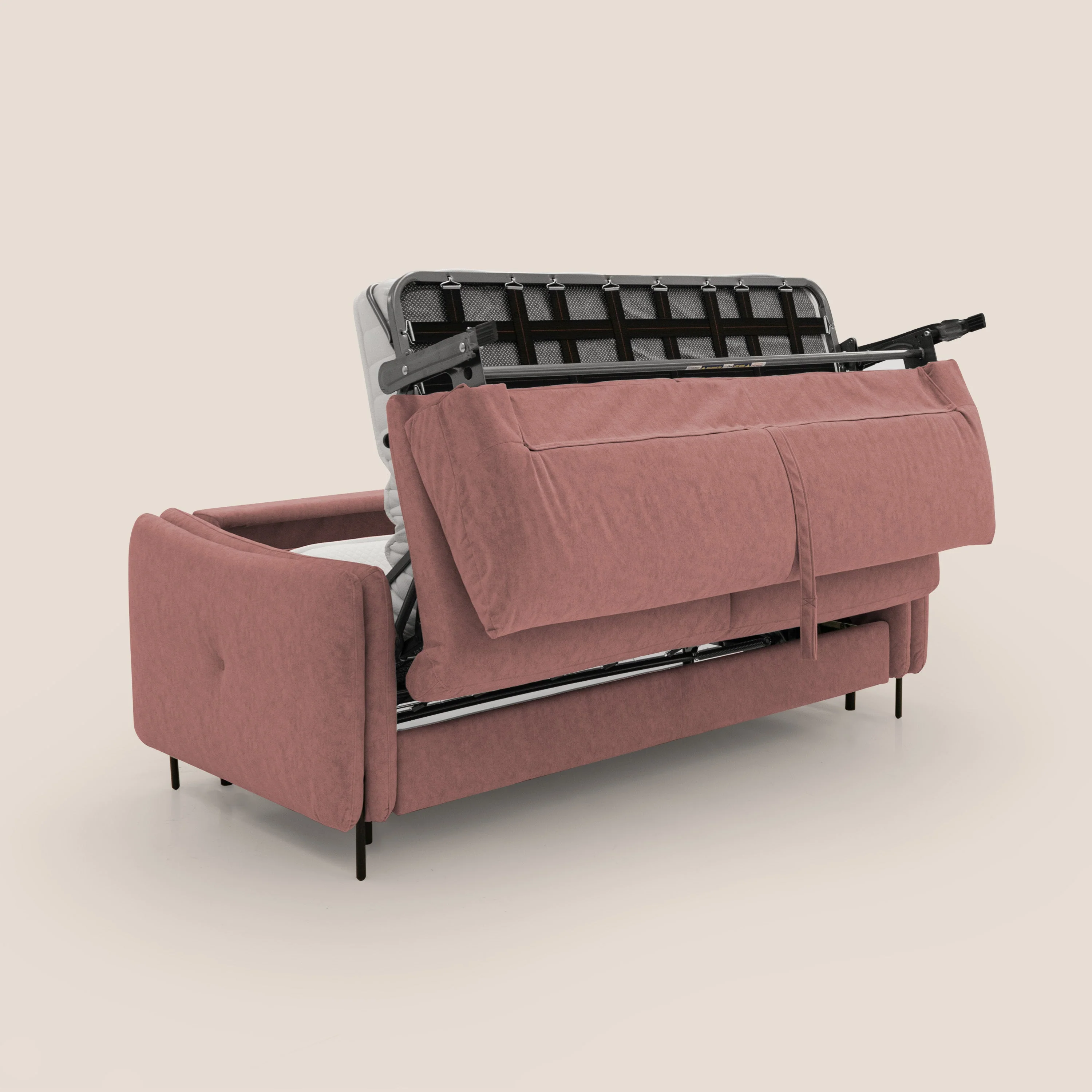Gregory Canapé convertible avec matelas H18 cm en microfibre effet velours imperméable T09 saumon - Image 3