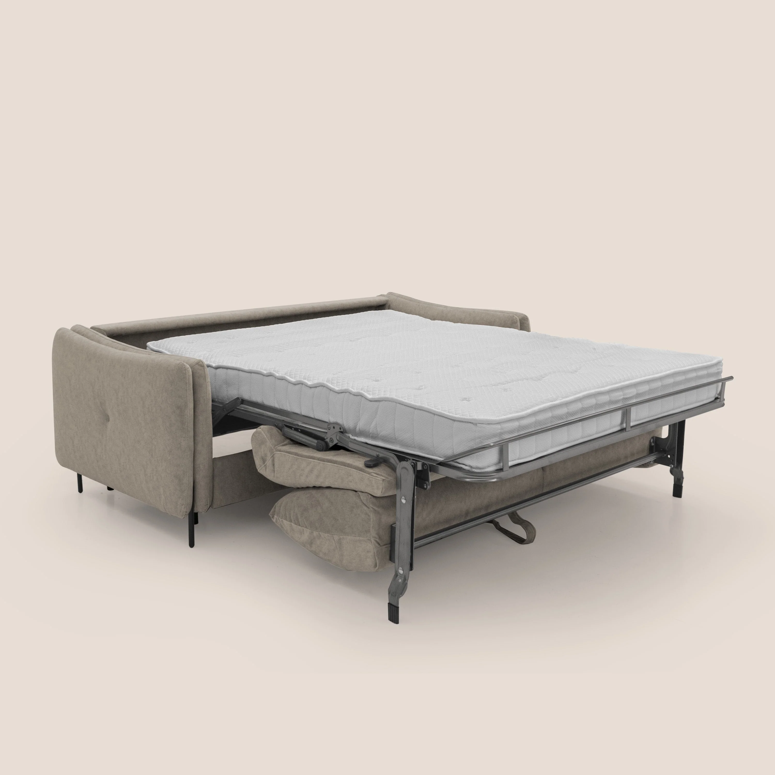 Gregory Canapé convertible avec matelas H18 cm en microfibre effet velours imperméable T09 Taupe tortora - Image 2
