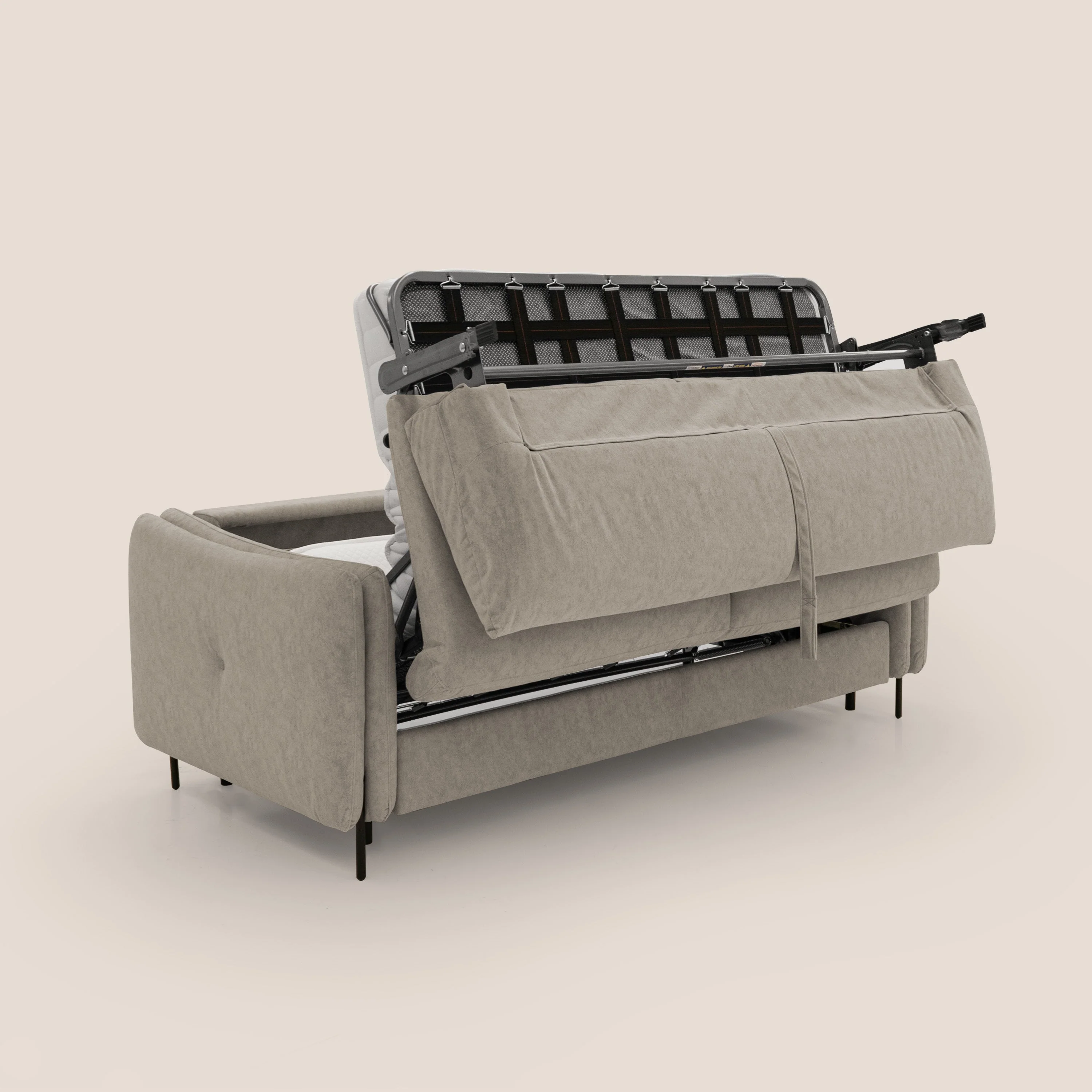 Gregory Canapé convertible avec matelas H18 cm en microfibre effet velours imperméable T09 Taupe tortora - Image 3