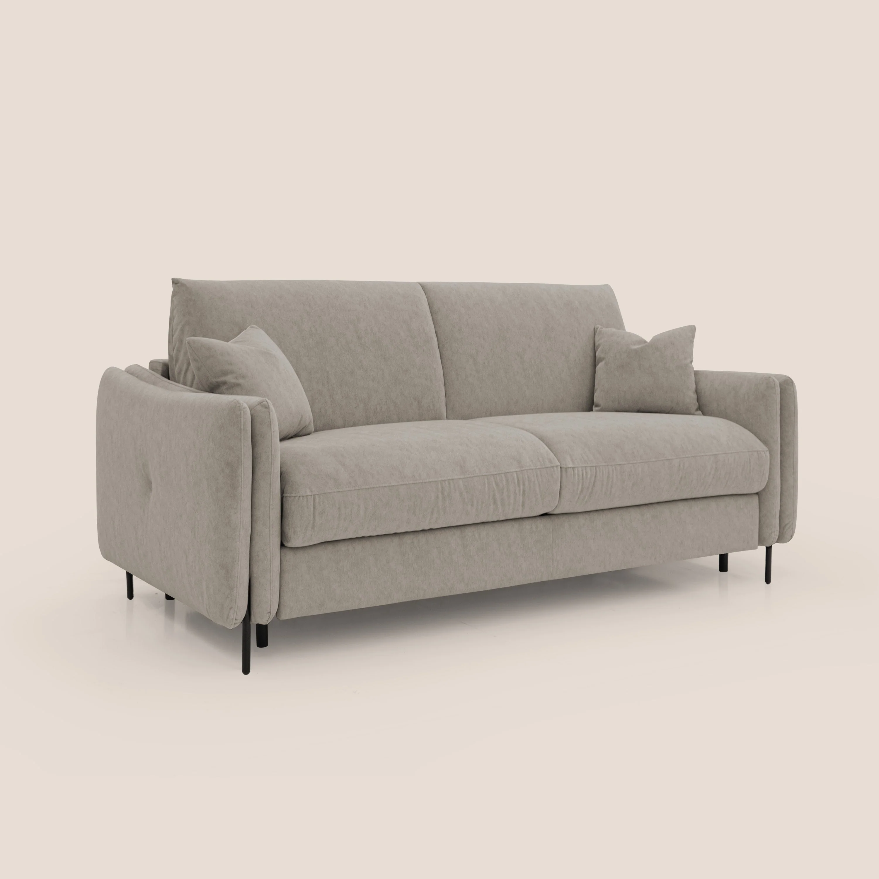 Gregory Canapé convertible avec matelas H18 cm en microfibre effet velours imperméable T09 Taupe tortora - Image 4