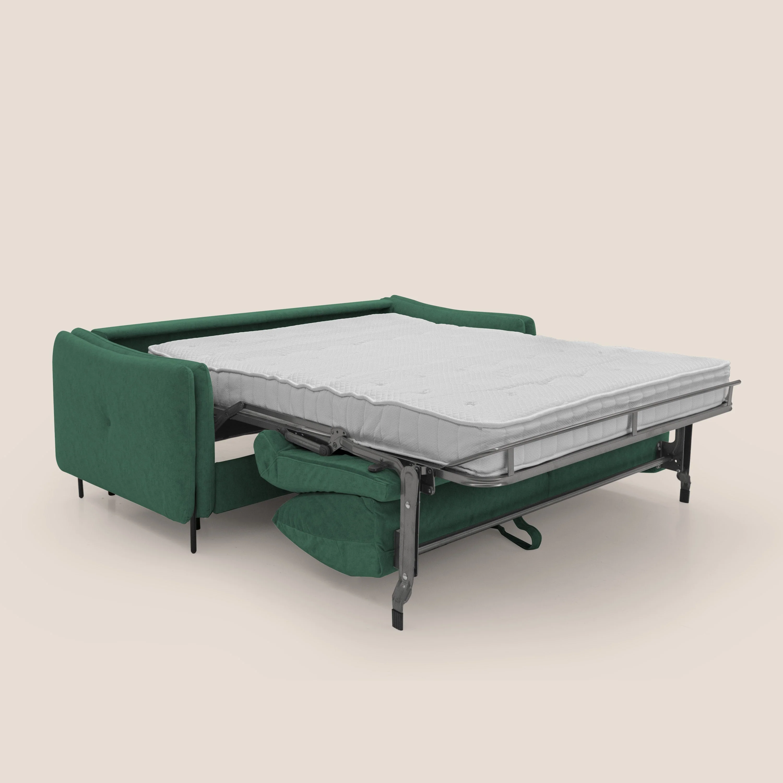 Gregory Canapé convertible avec matelas H18 cm en microfibre effet velours imperméable T09 vert - Image 2