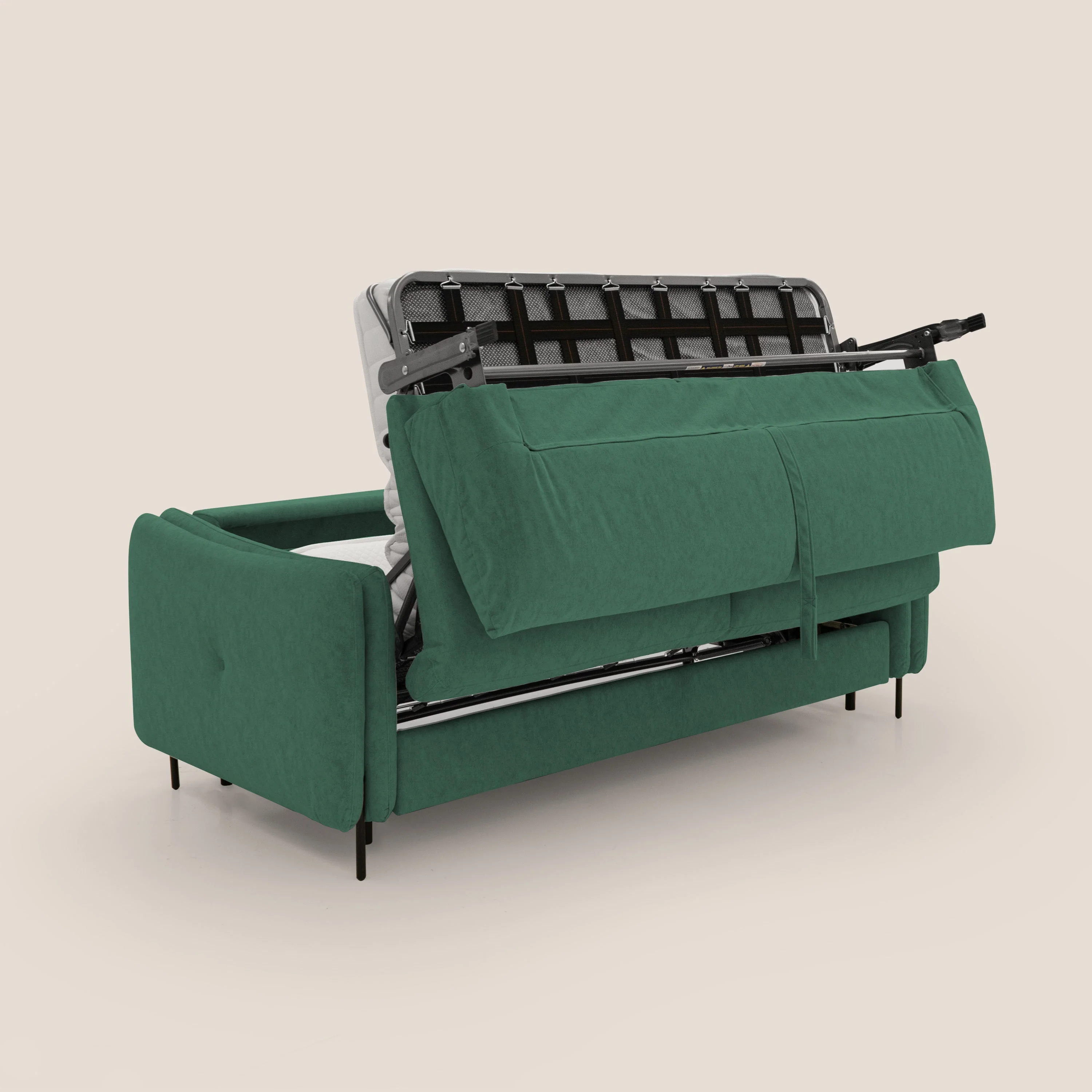 Gregory Canapé convertible avec matelas H18 cm en microfibre effet velours imperméable T09 vert - Image 3