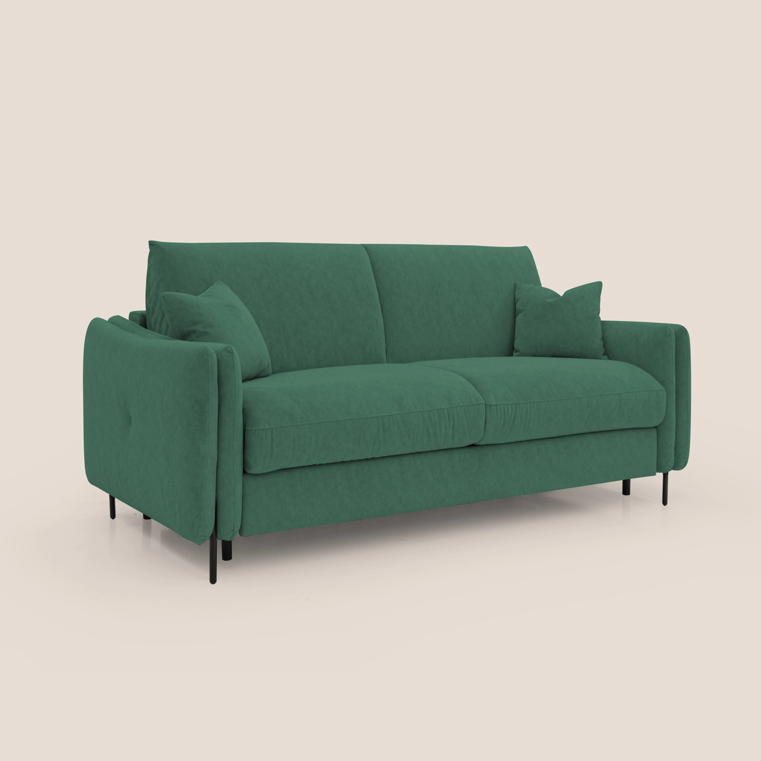 Gregory Canapé convertible avec matelas H18 cm en microfibre effet velours imperméable T09 vert - Image 4