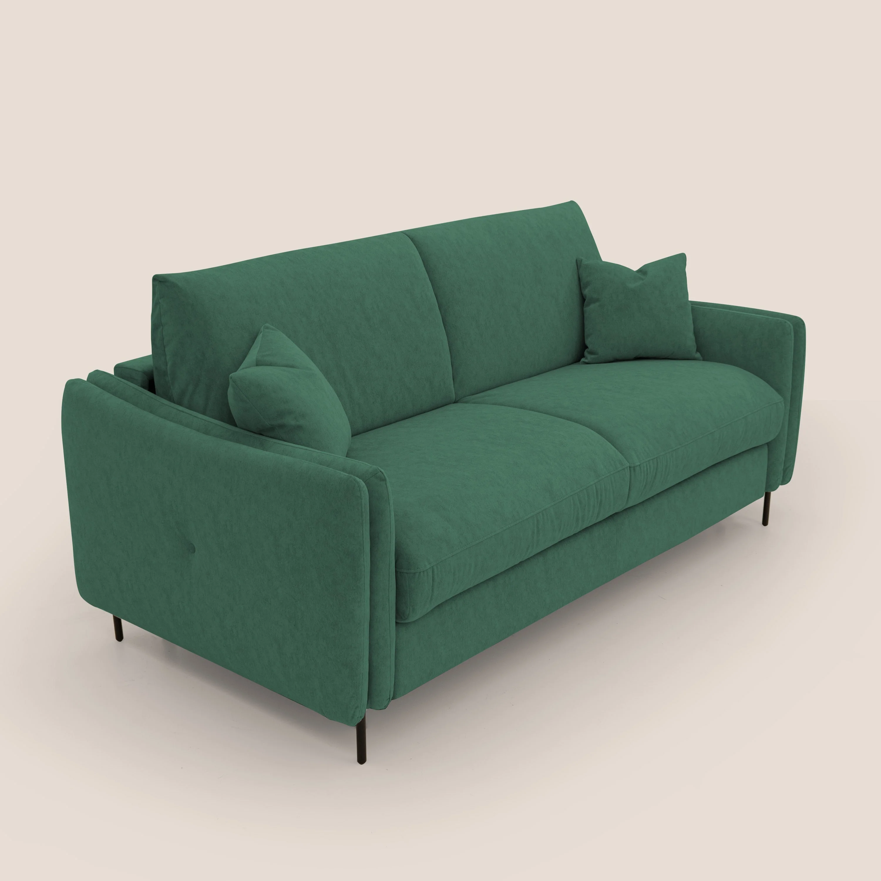 Gregory Canapé convertible avec matelas H18 cm en microfibre effet velours imperméable T09 vert - Image 6