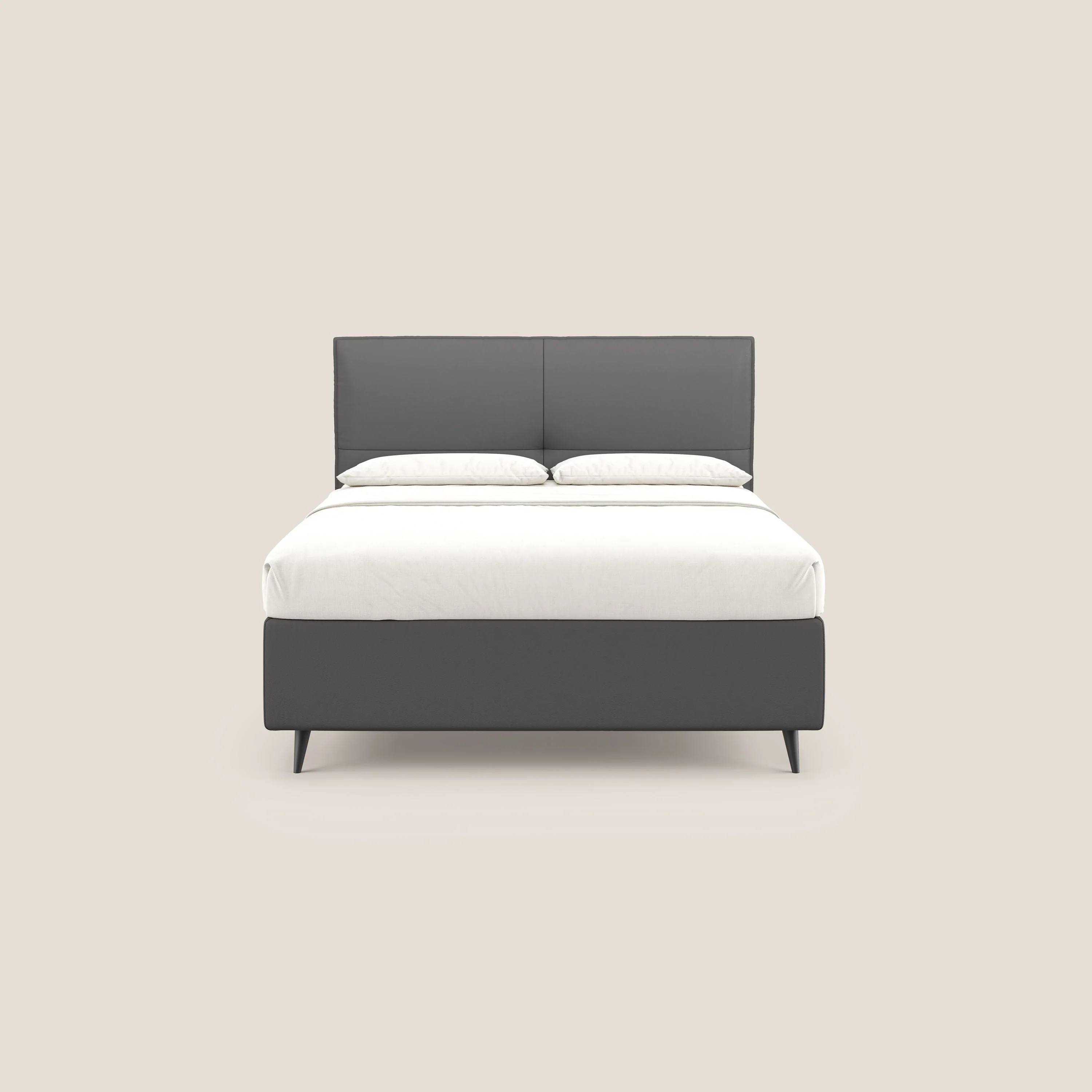Greta lit coffre aux dimensions SLIM avec tĂȘte de lit matelassĂ©e en similicuir impermĂ©able T04 anthracite - Image 3