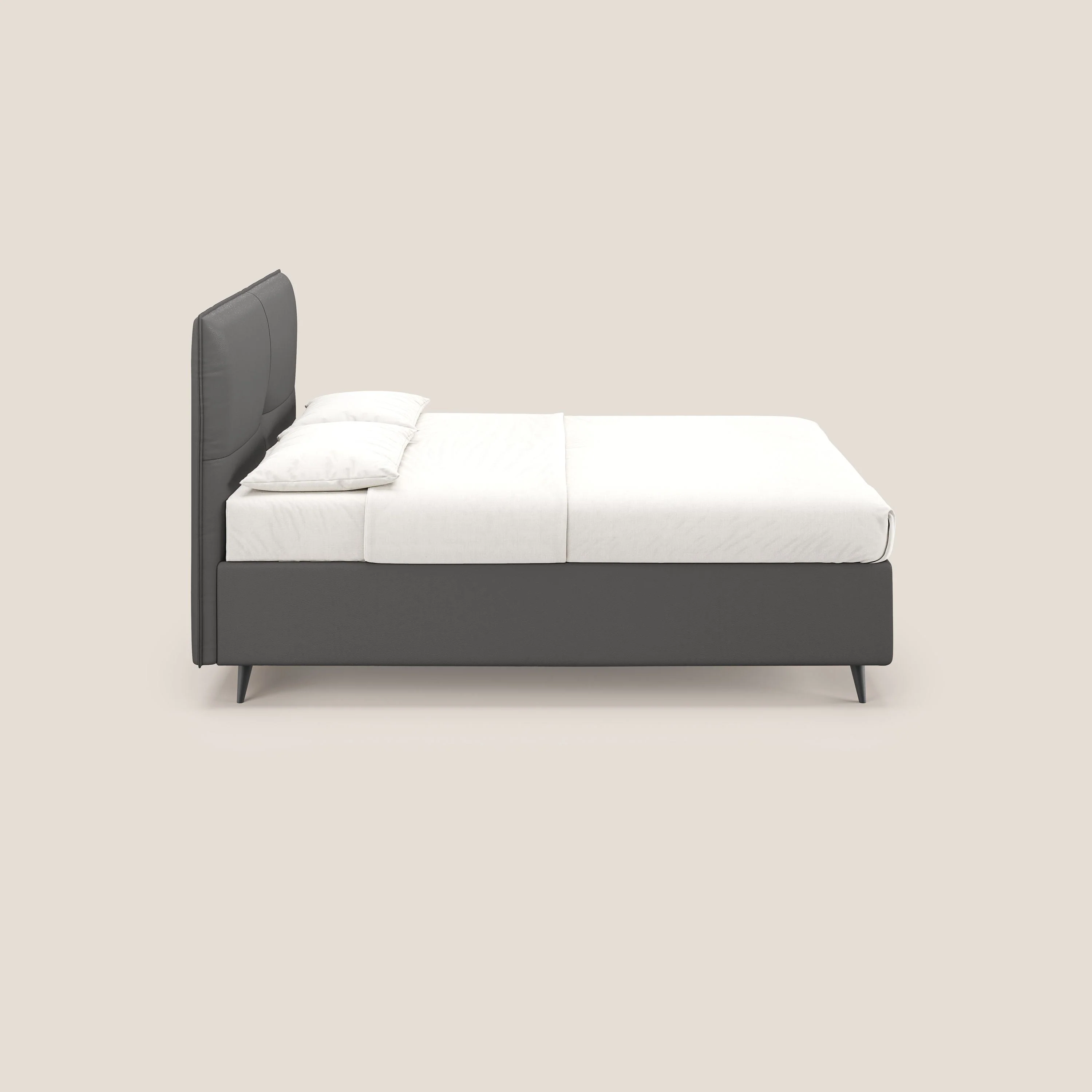 Greta lit coffre aux dimensions SLIM avec tĂȘte de lit matelassĂ©e en similicuir impermĂ©able T04 anthracite - Image 4