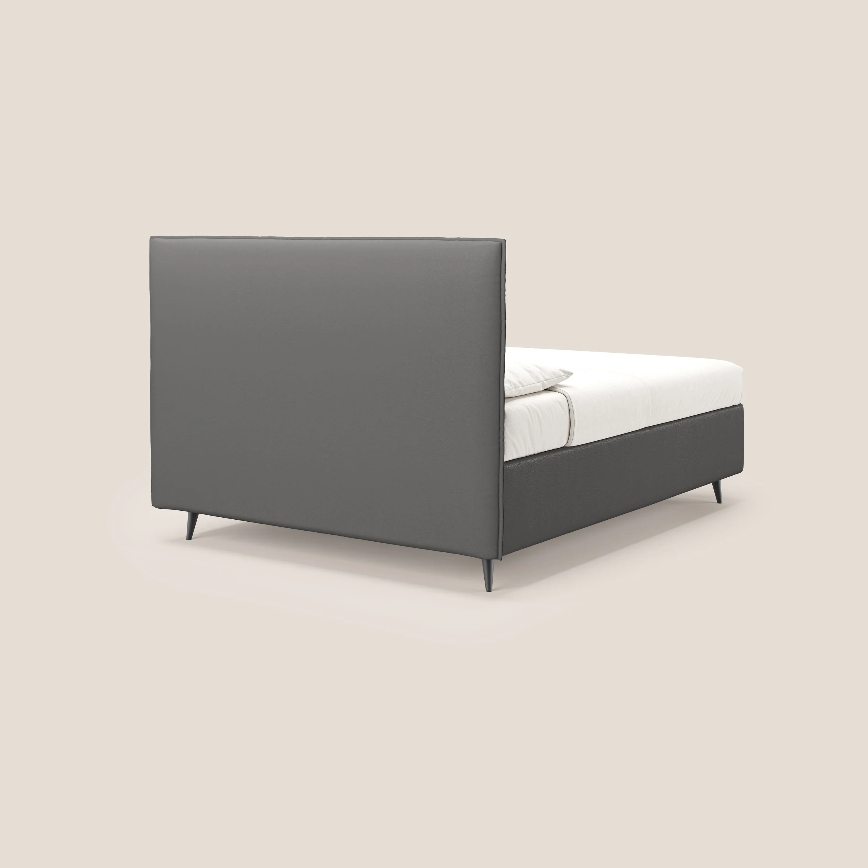 Greta lit coffre aux dimensions SLIM avec tĂȘte de lit matelassĂ©e en similicuir impermĂ©able T04 anthracite - Image 5