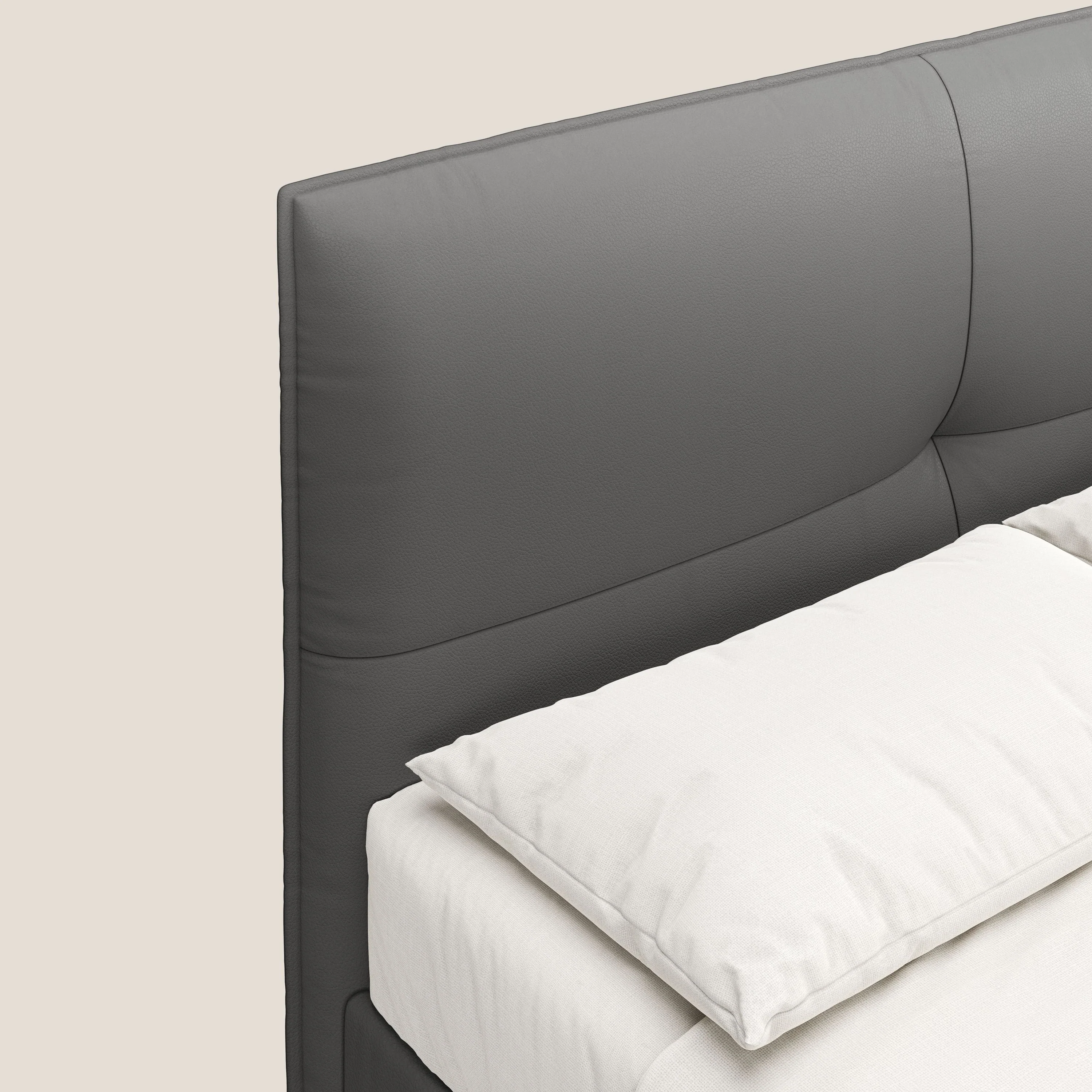 Greta lit coffre aux dimensions SLIM avec tĂȘte de lit matelassĂ©e en similicuir impermĂ©able T04 anthracite - Image 6