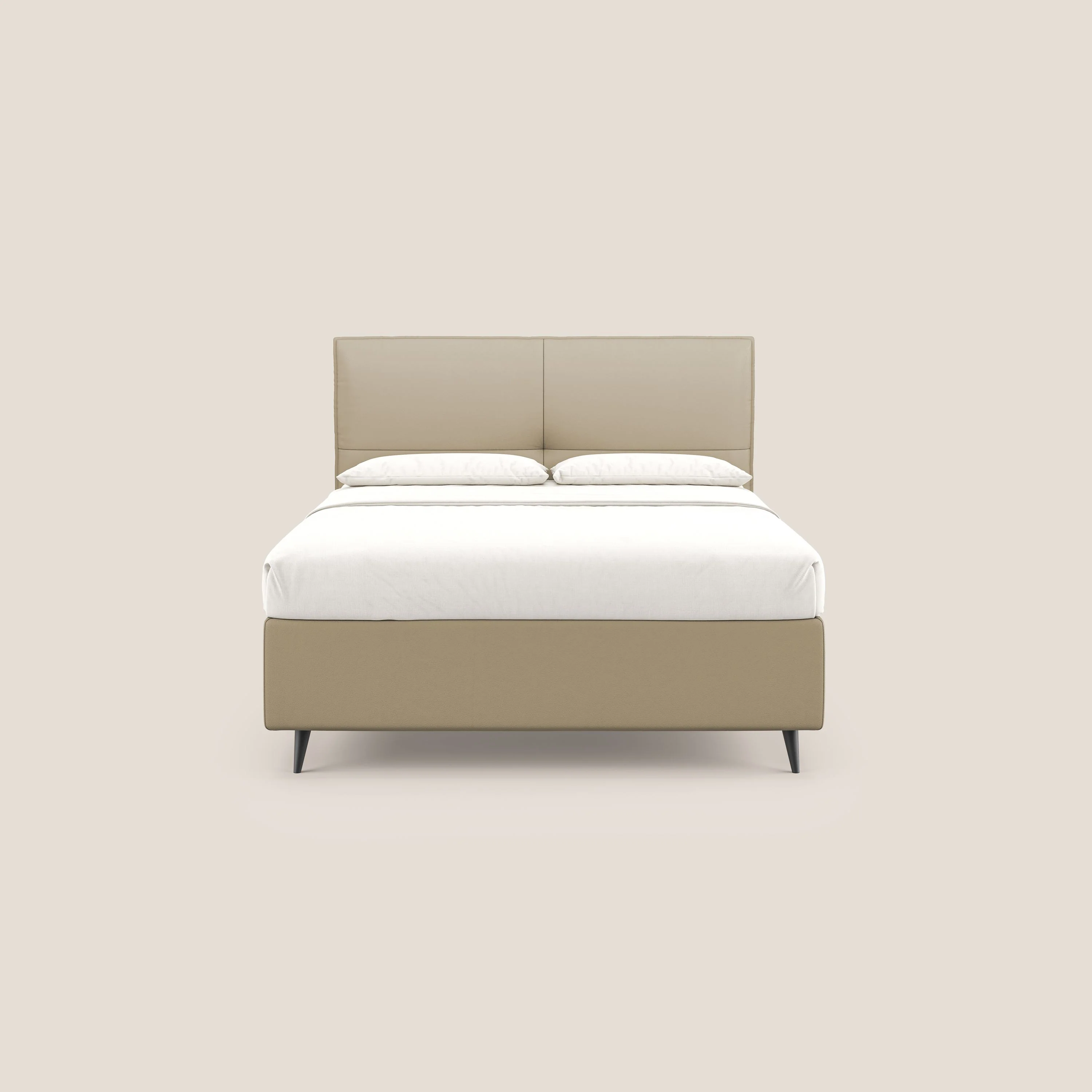 Greta lit coffre aux dimensions SLIM avec tête de lit matelassée en similicuir imperméable T04 beige - Image 3
