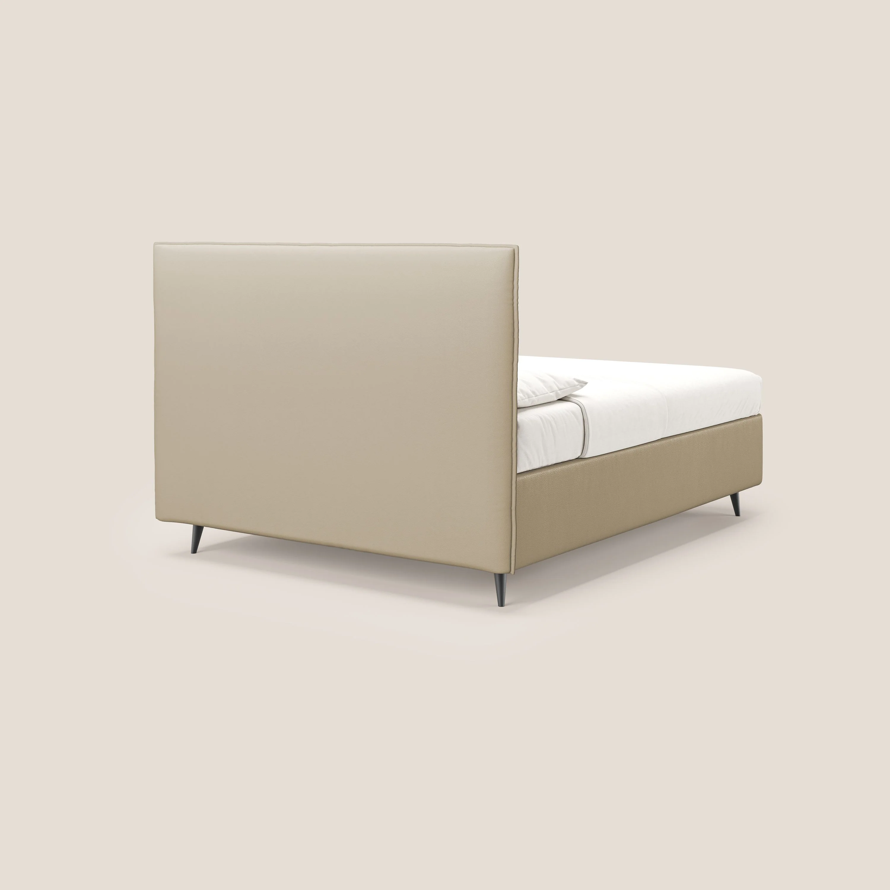 Greta lit coffre aux dimensions SLIM avec tête de lit matelassée en similicuir imperméable T04 beige - Image 5