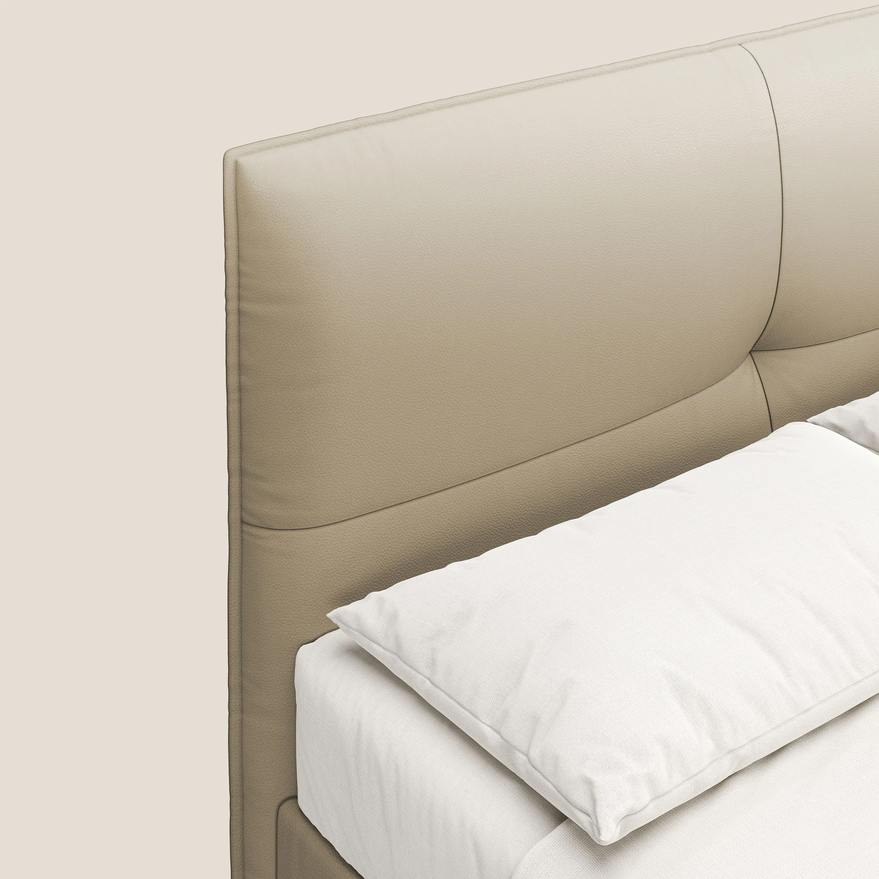 Greta lit coffre aux dimensions SLIM avec tête de lit matelassée en similicuir imperméable T04 beige - Image 6