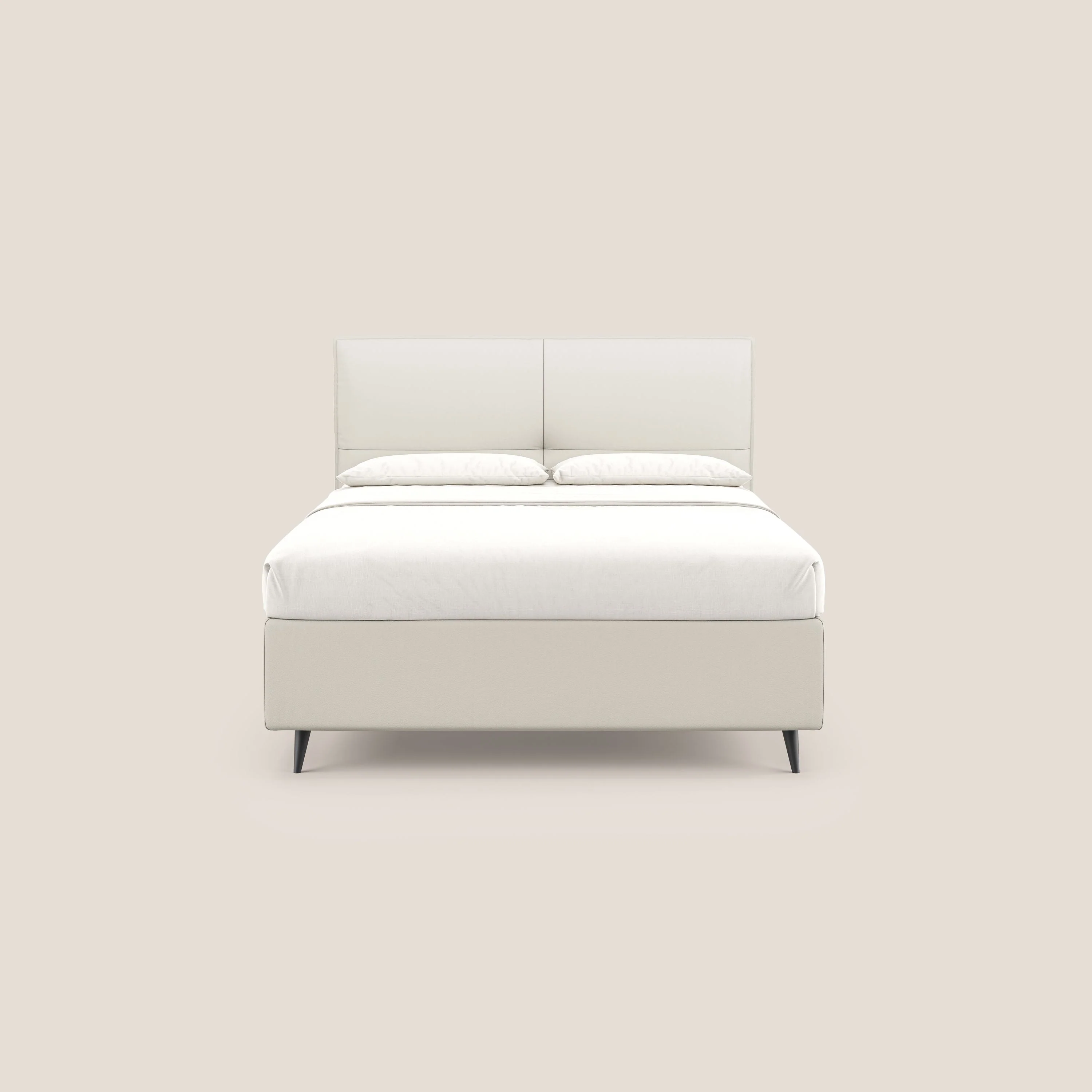 Greta lit coffre aux dimensions SLIM avec tête de lit matelassée en similicuir imperméable T04 blanc - Image 3