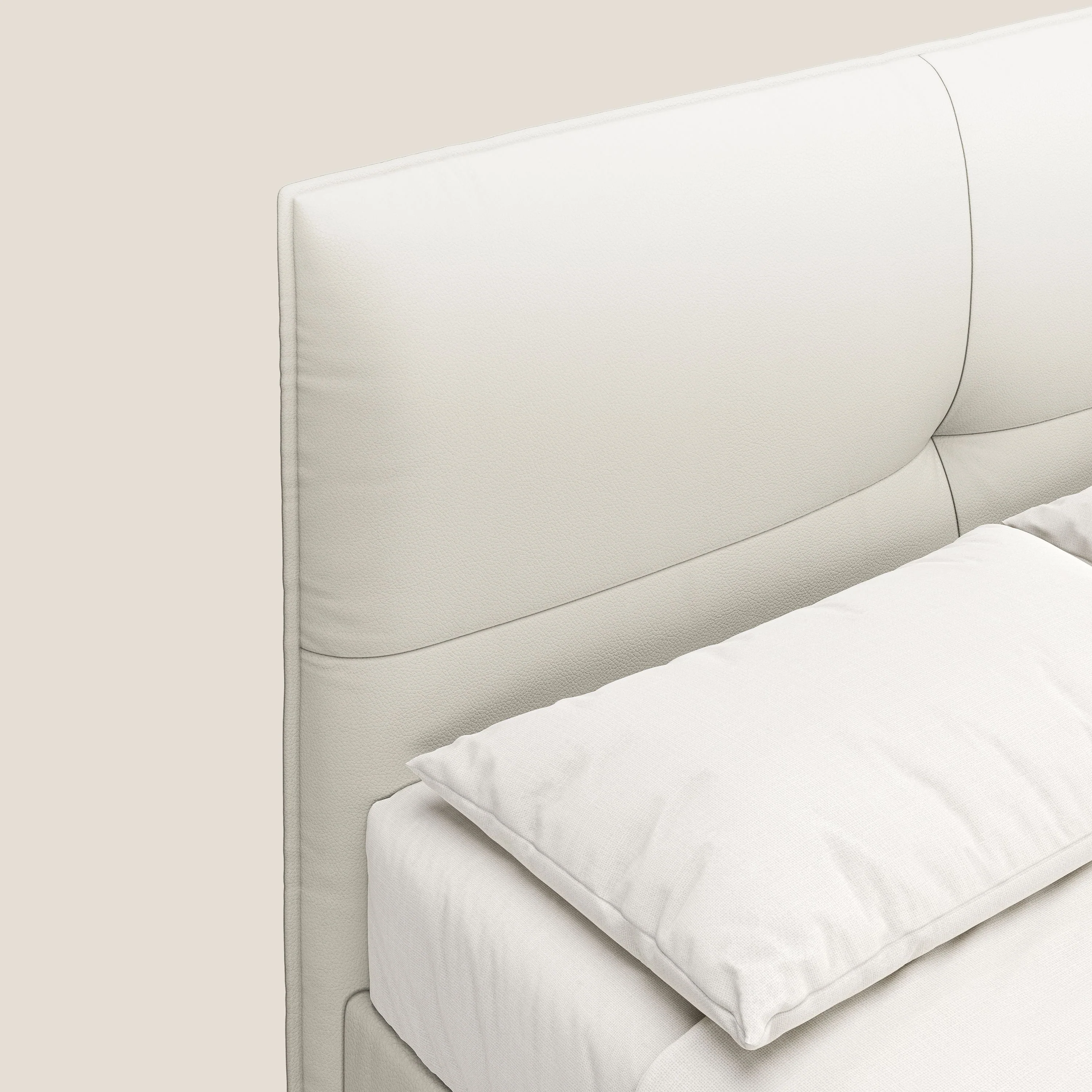 Greta lit coffre aux dimensions SLIM avec tête de lit matelassée en similicuir imperméable T04 blanc - Image 6