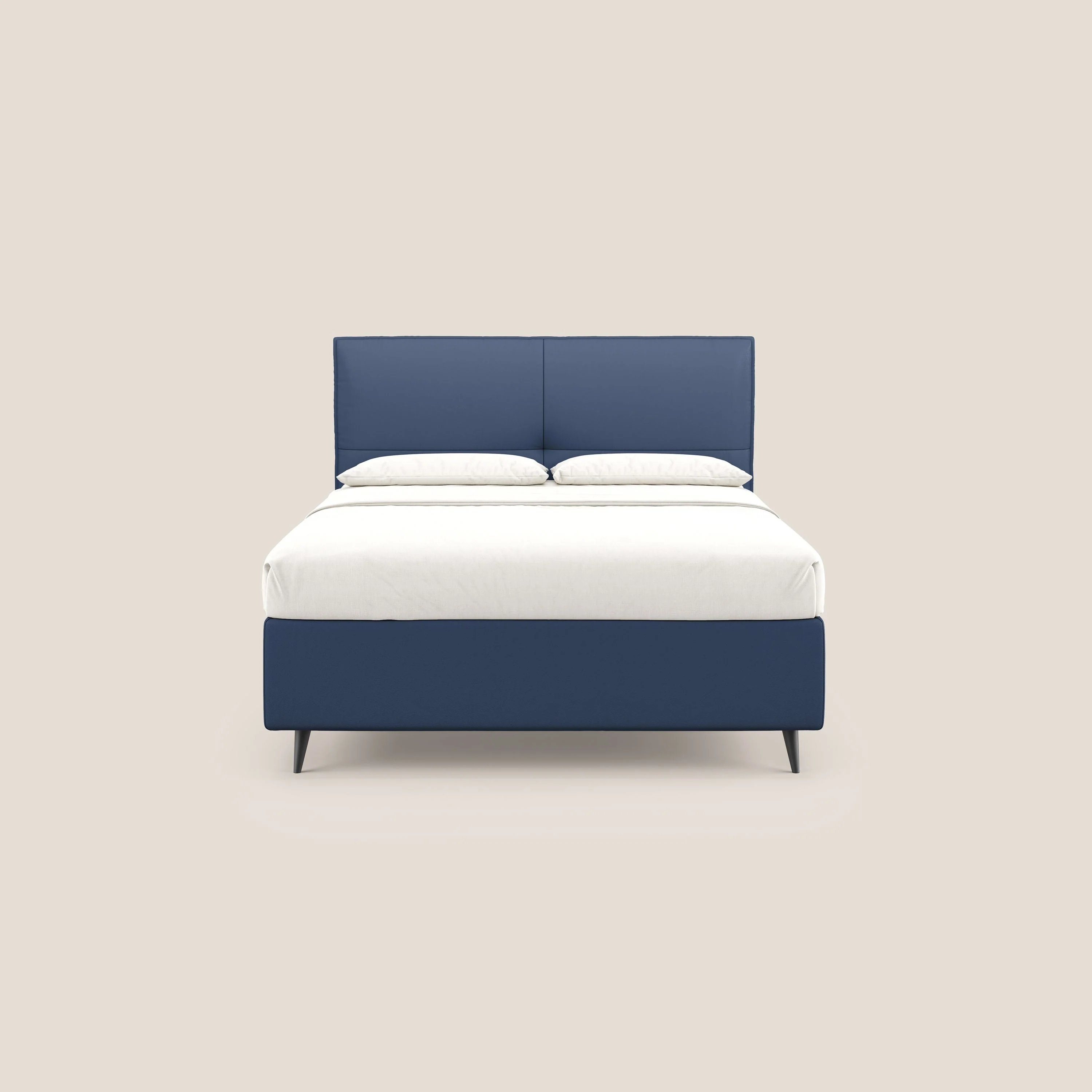 Greta lit coffre aux dimensions SLIM avec tête de lit matelassée en similicuir imperméable T04 bleu - Image 3