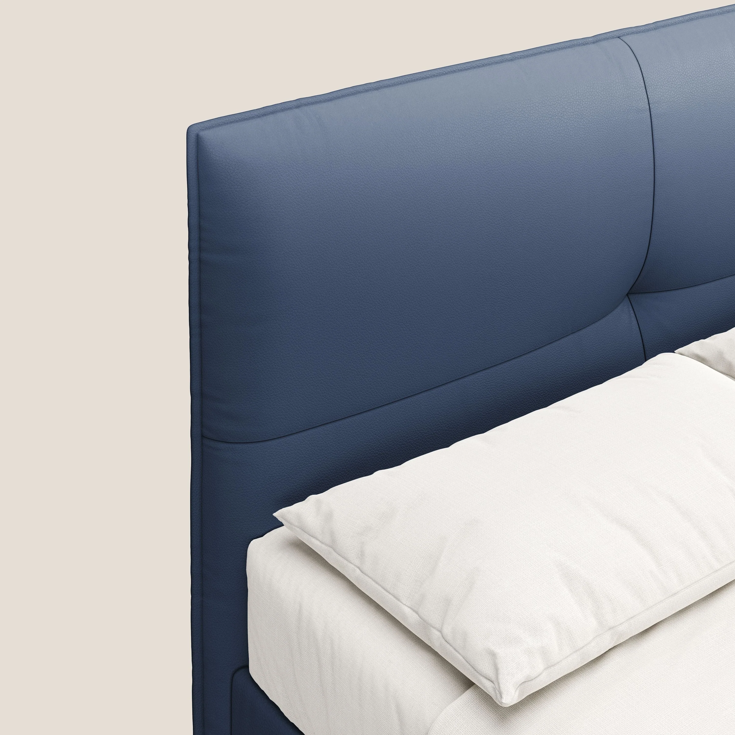 Greta lit coffre aux dimensions SLIM avec tête de lit matelassée en similicuir imperméable T04 bleu - Image 7