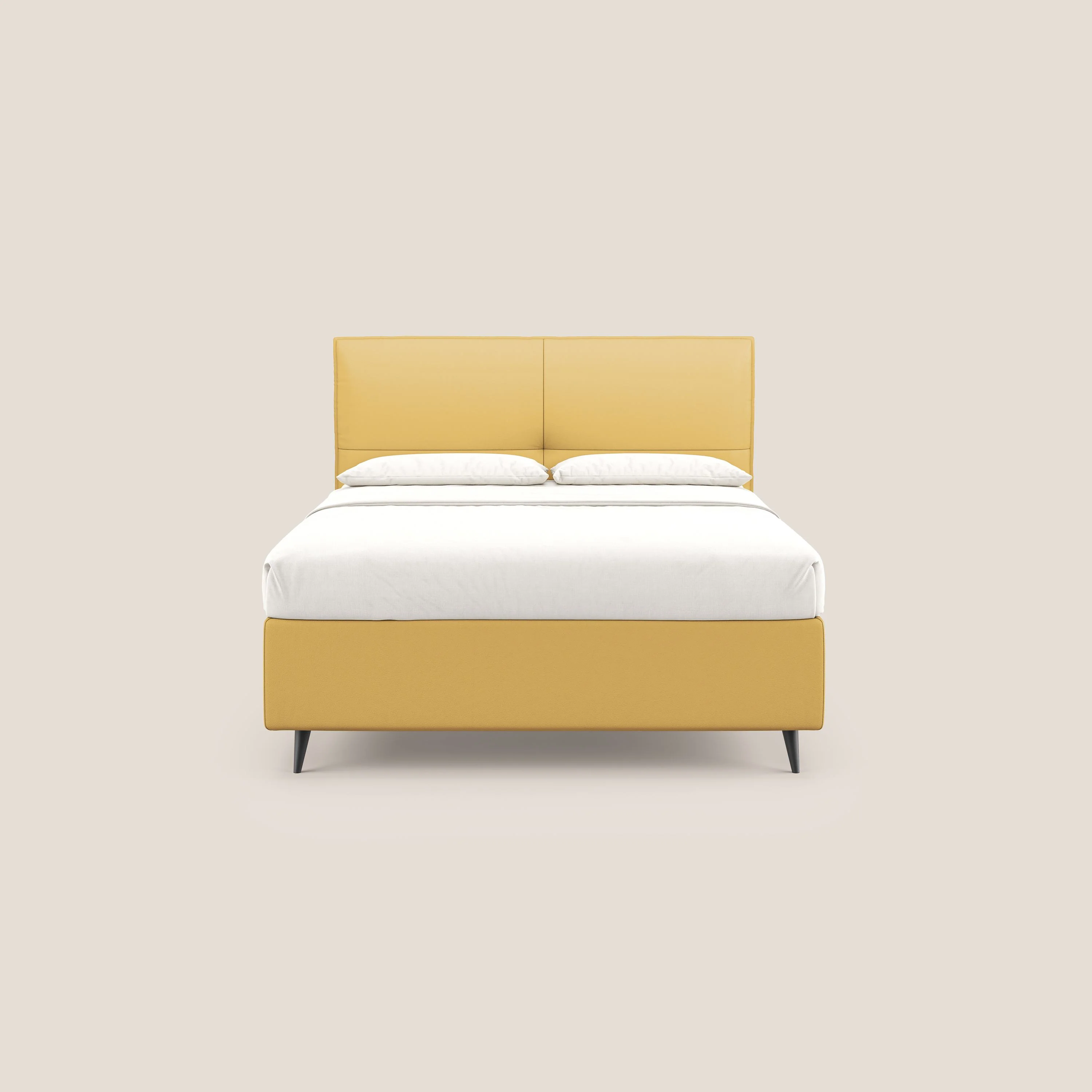 Greta lit coffre aux dimensions SLIM avec tête de lit matelassée en similicuir imperméable T04 jaune - Image 3