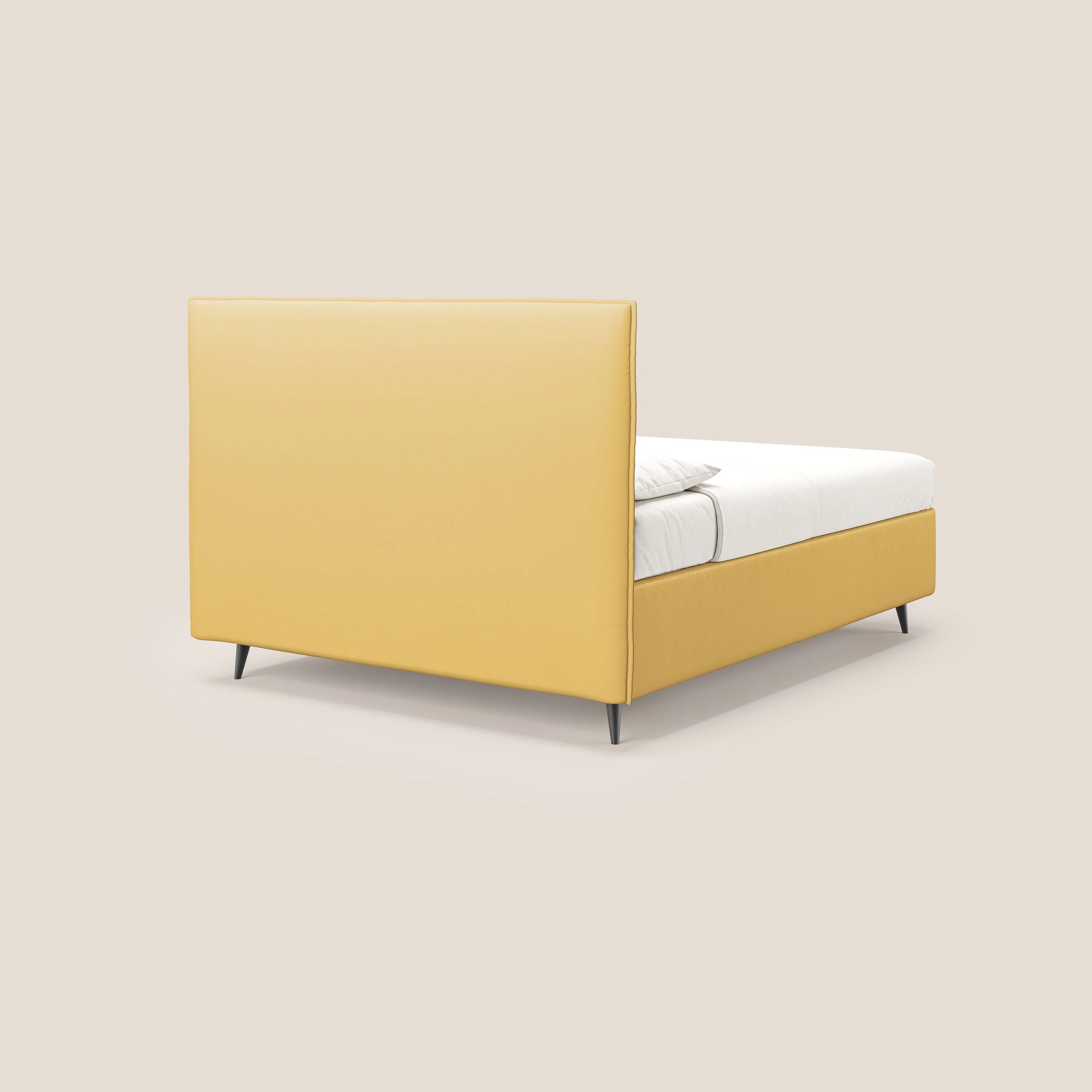 Greta lit coffre aux dimensions SLIM avec tête de lit matelassée en similicuir imperméable T04 jaune - Image 5