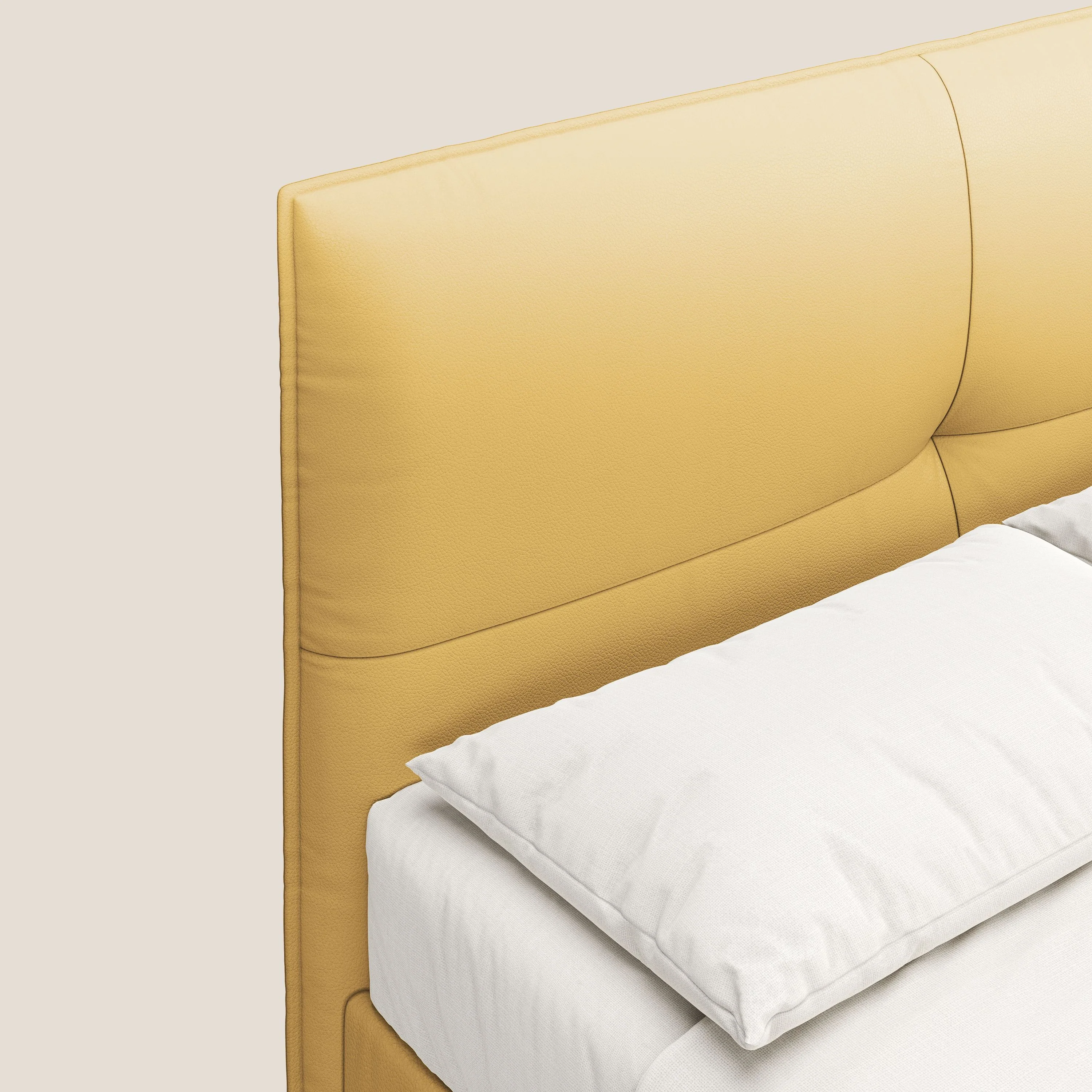 Greta lit coffre aux dimensions SLIM avec tête de lit matelassée en similicuir imperméable T04 jaune - Image 6