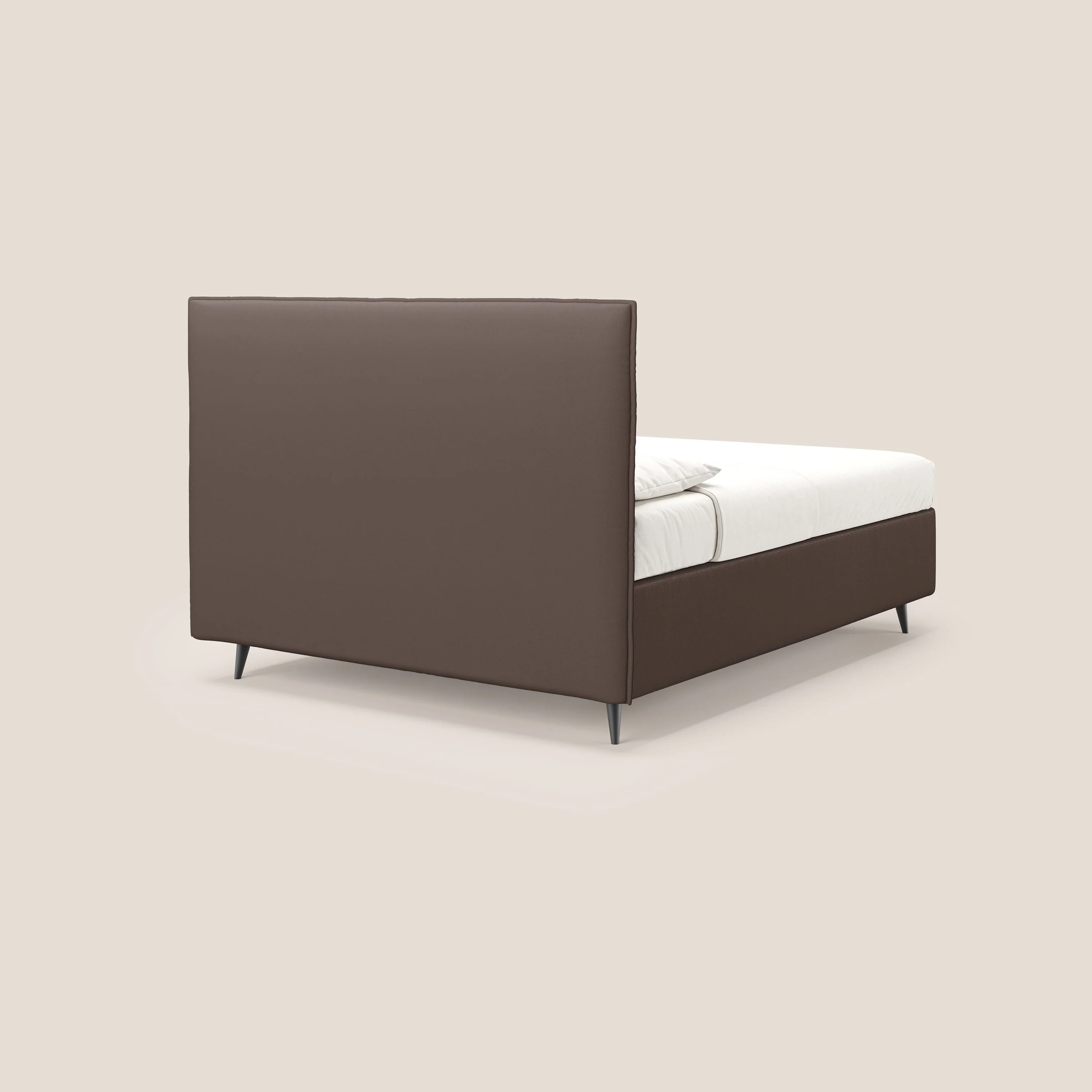 Greta lit coffre aux dimensions SLIM avec tête de lit matelassée en similicuir imperméable T04 marron - Image 5
