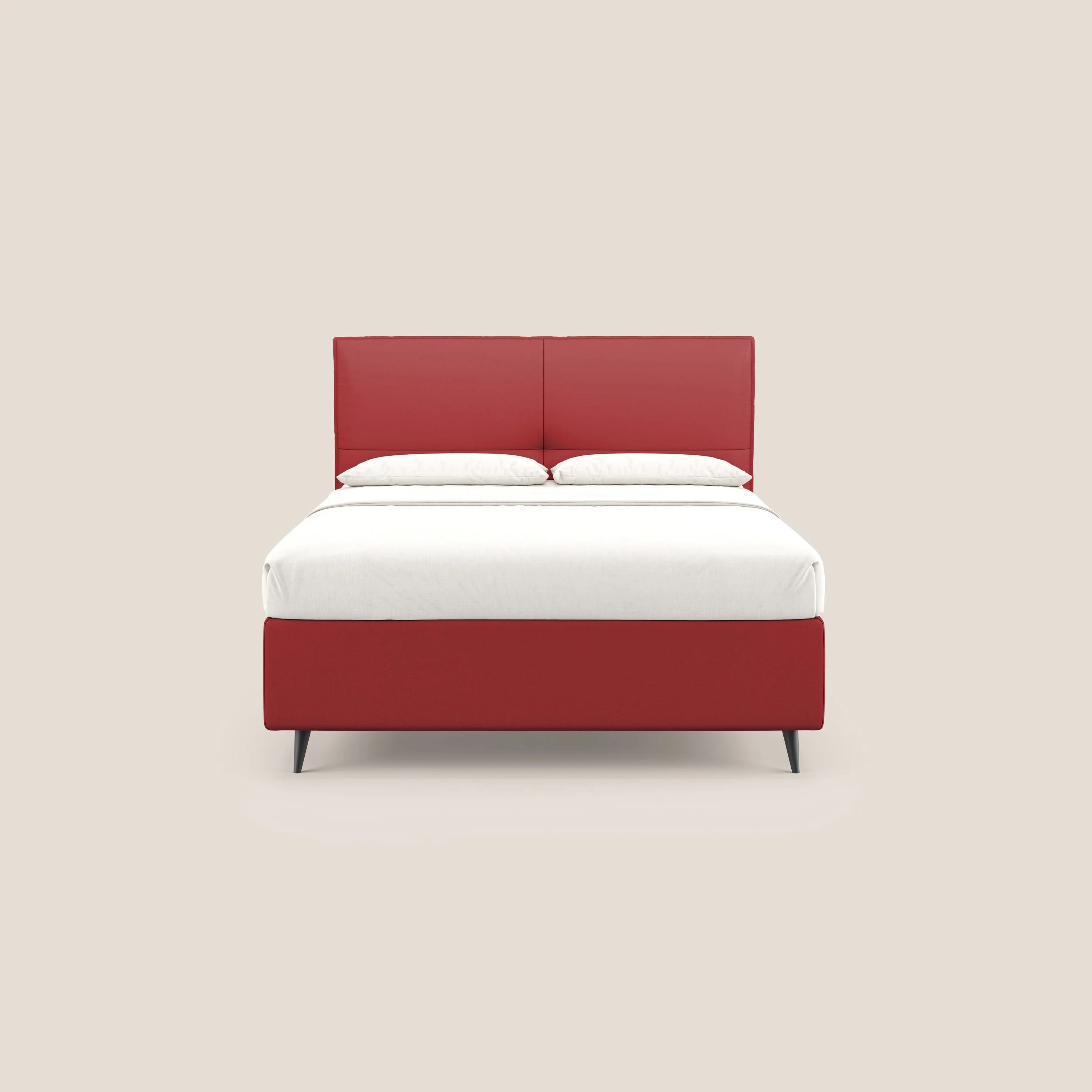 Greta lit coffre aux dimensions SLIM avec tête de lit matelassée en similicuir imperméable T04 rouge - Image 3