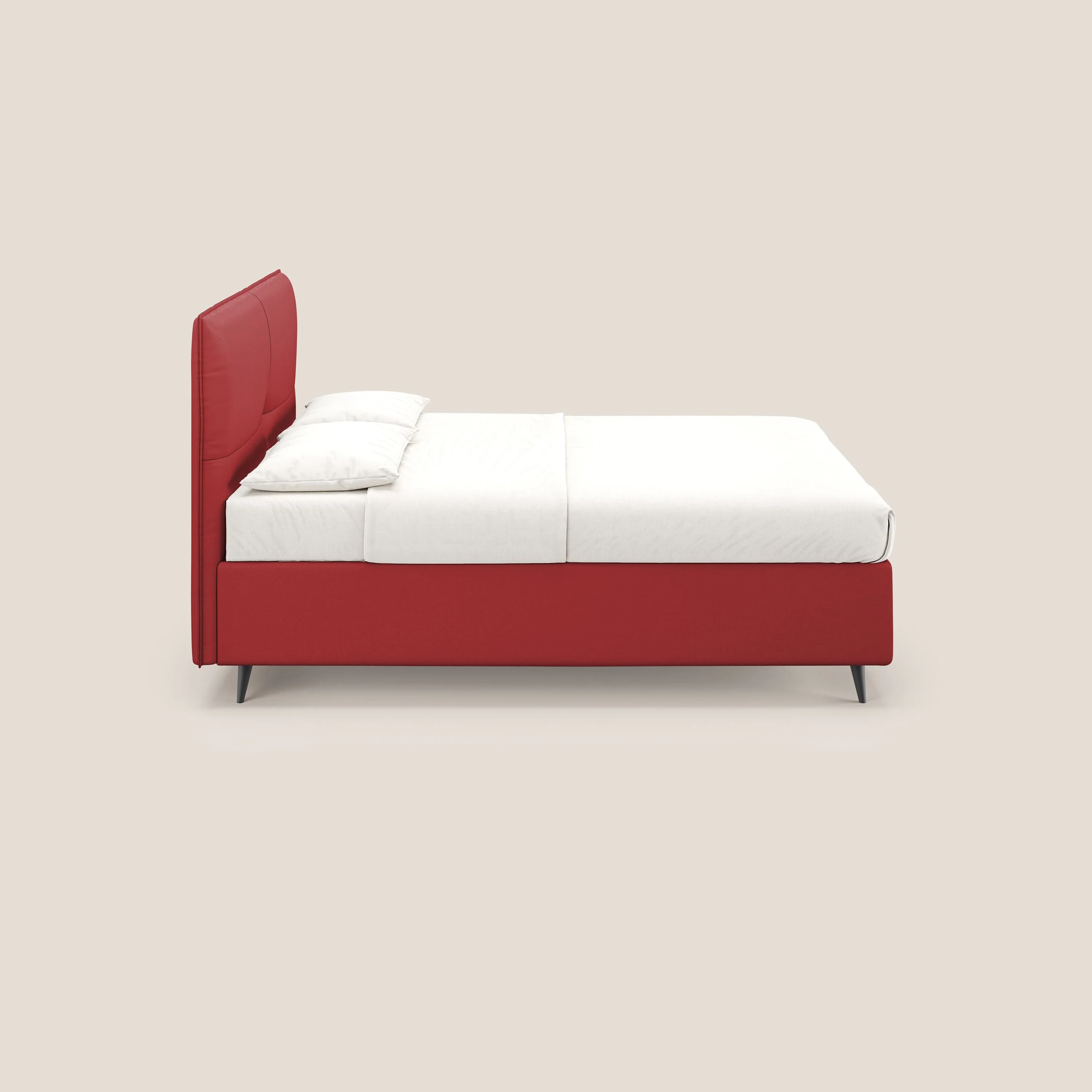 Greta lit coffre aux dimensions SLIM avec tête de lit matelassée en similicuir imperméable T04 rouge - Image 4