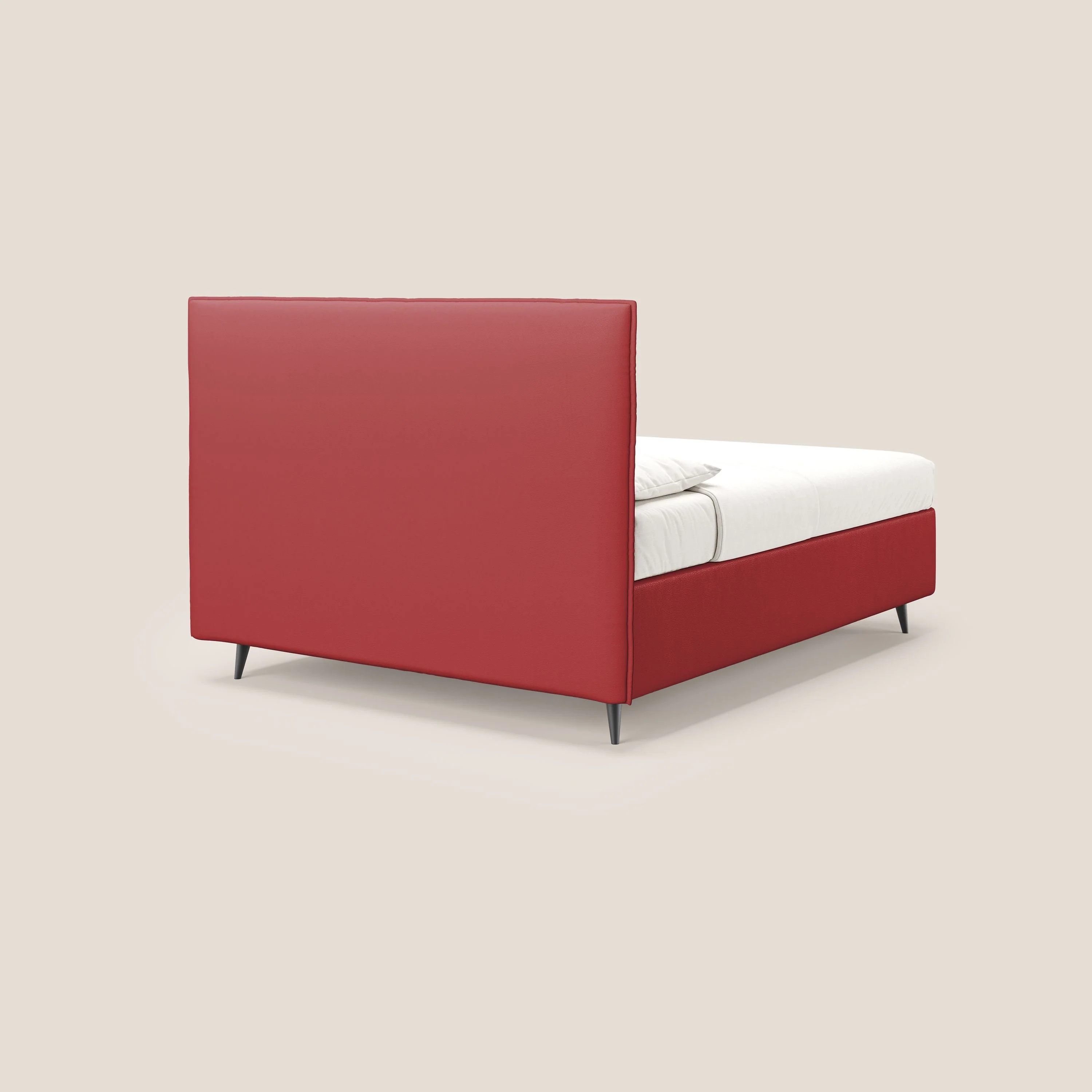 Greta lit coffre aux dimensions SLIM avec tête de lit matelassée en similicuir imperméable T04 rouge - Image 5