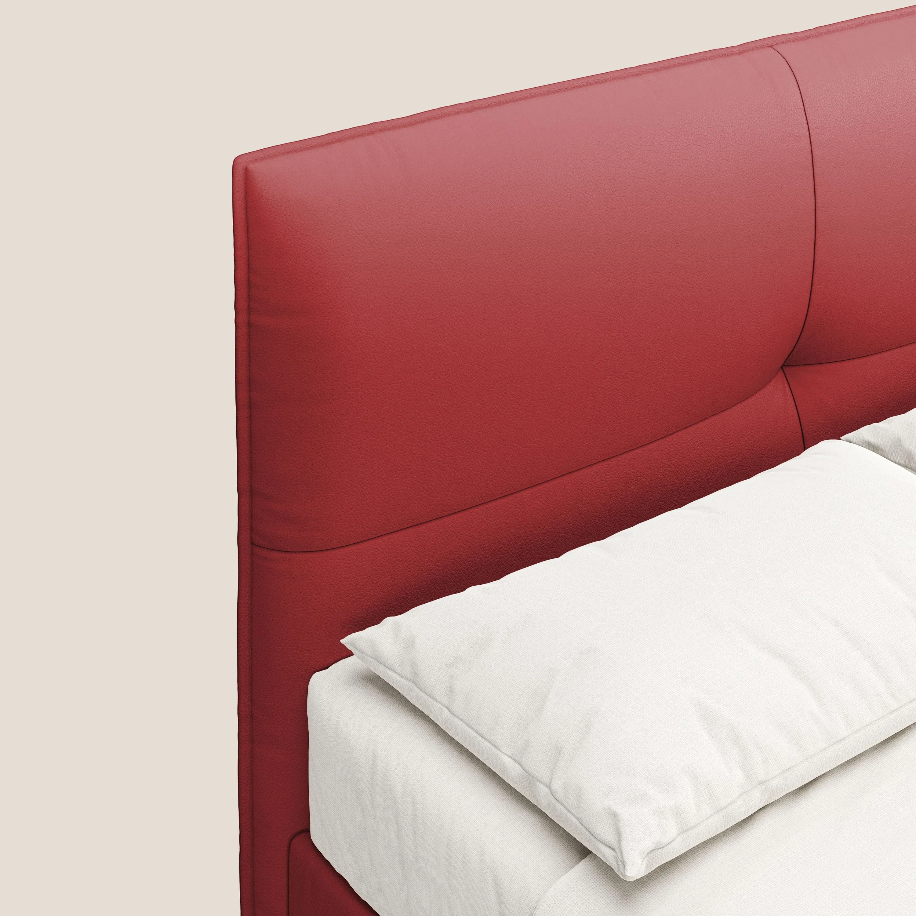 Greta lit coffre aux dimensions SLIM avec tête de lit matelassée en similicuir imperméable T04 rouge - Image 6