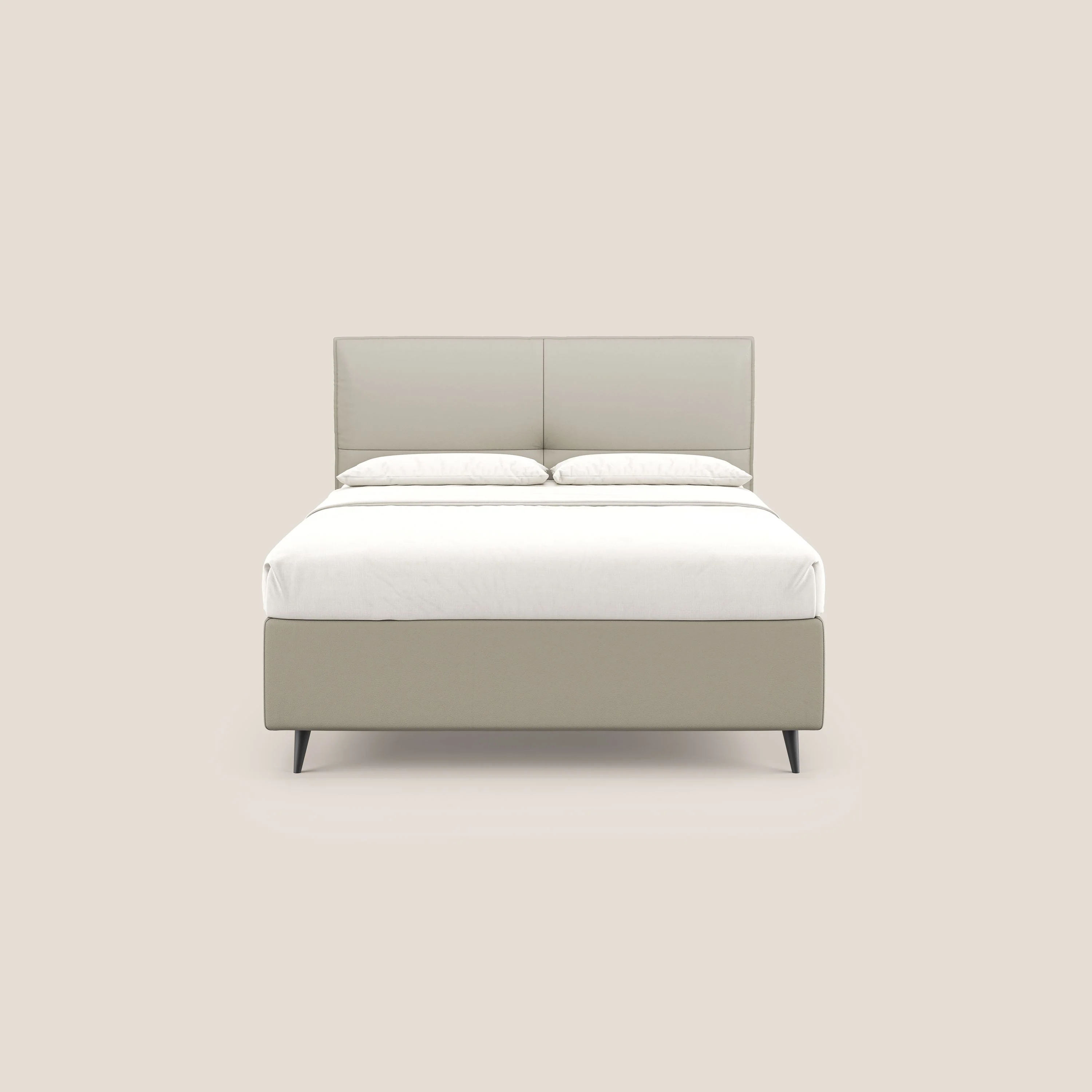 Greta lit coffre aux dimensions SLIM avec tête de lit matelassée en similicuir imperméable T04 Taupe tortora - Image 3