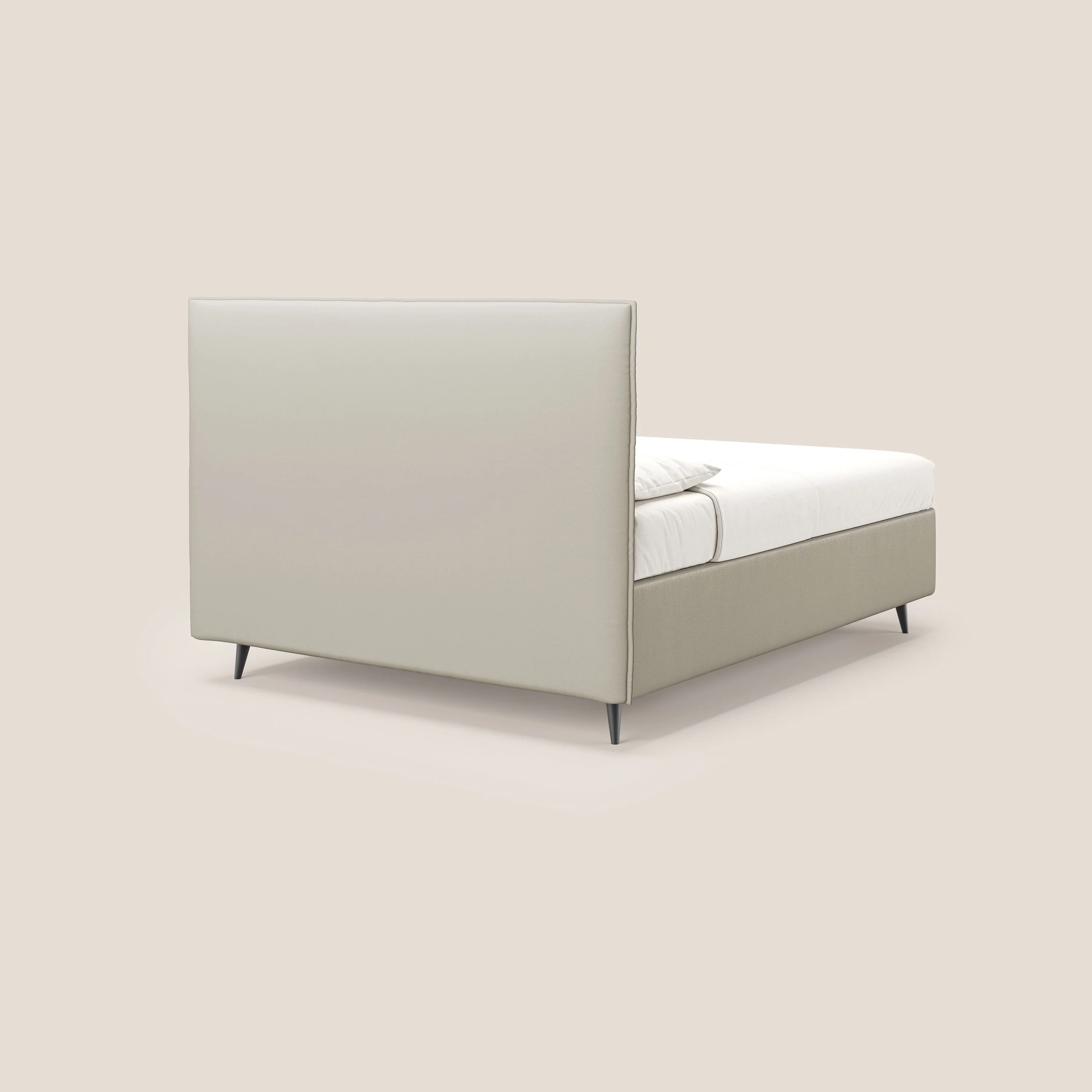 Greta lit coffre aux dimensions SLIM avec tête de lit matelassée en similicuir imperméable T04 Taupe tortora - Image 5