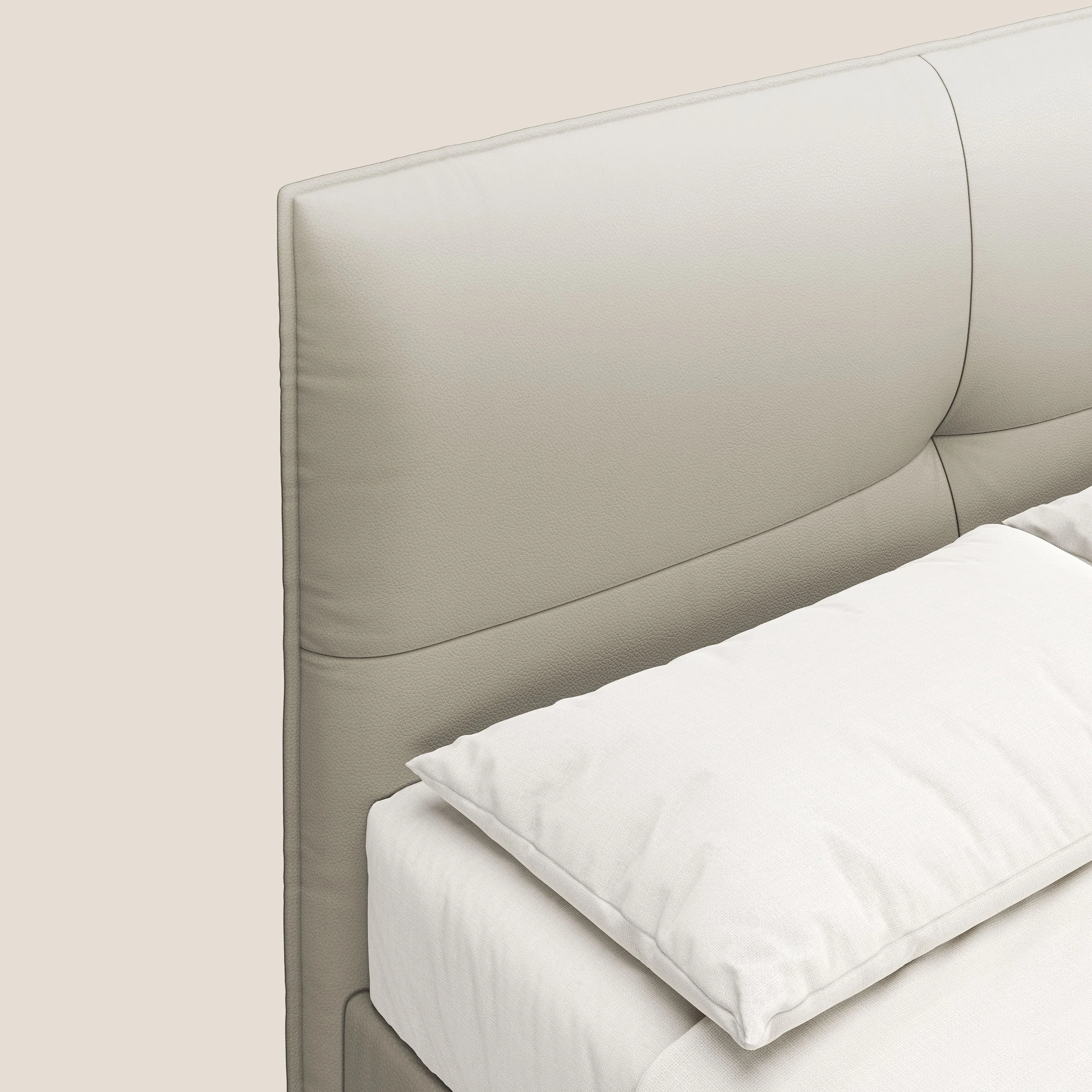 Greta lit coffre aux dimensions SLIM avec tête de lit matelassée en similicuir imperméable T04 Taupe tortora - Image 6