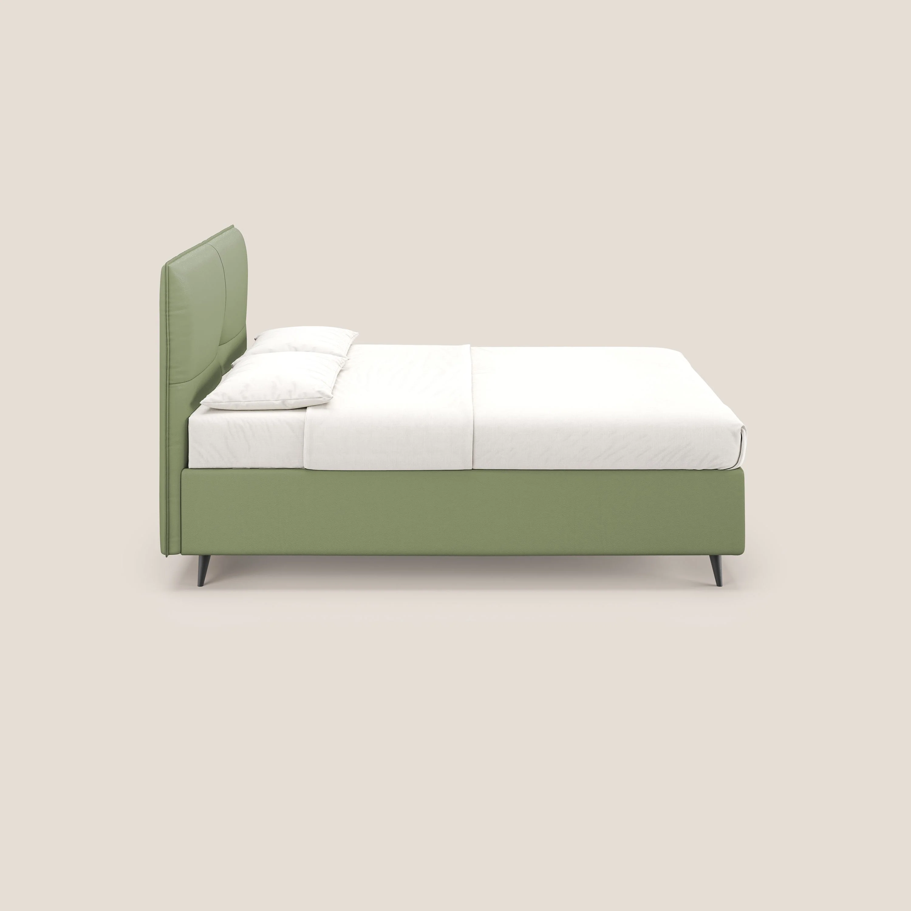 Greta lit coffre aux dimensions SLIM avec tête de lit matelassée en similicuir imperméable T04 vert - Image 4