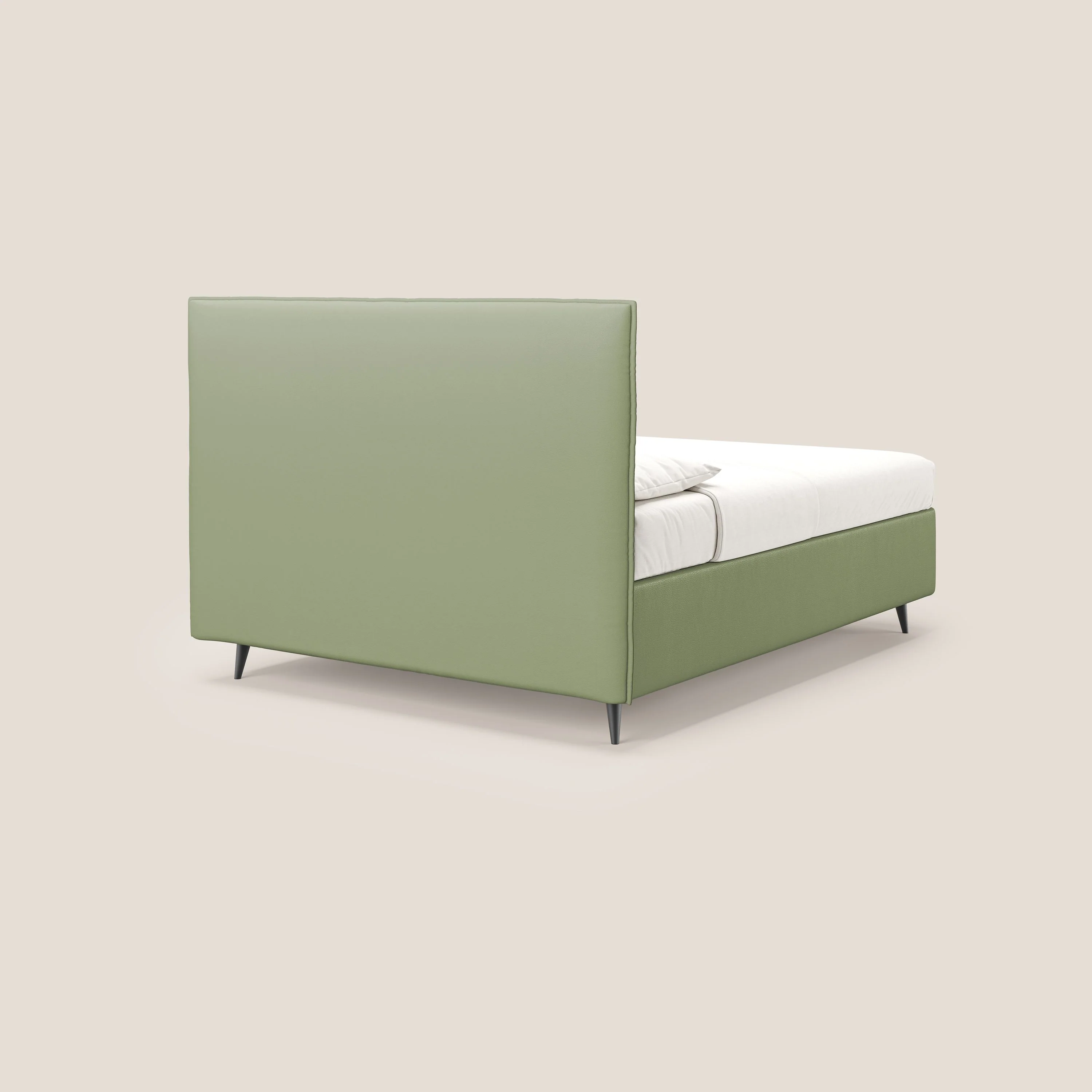 Greta lit coffre aux dimensions SLIM avec tête de lit matelassée en similicuir imperméable T04 vert - Image 5