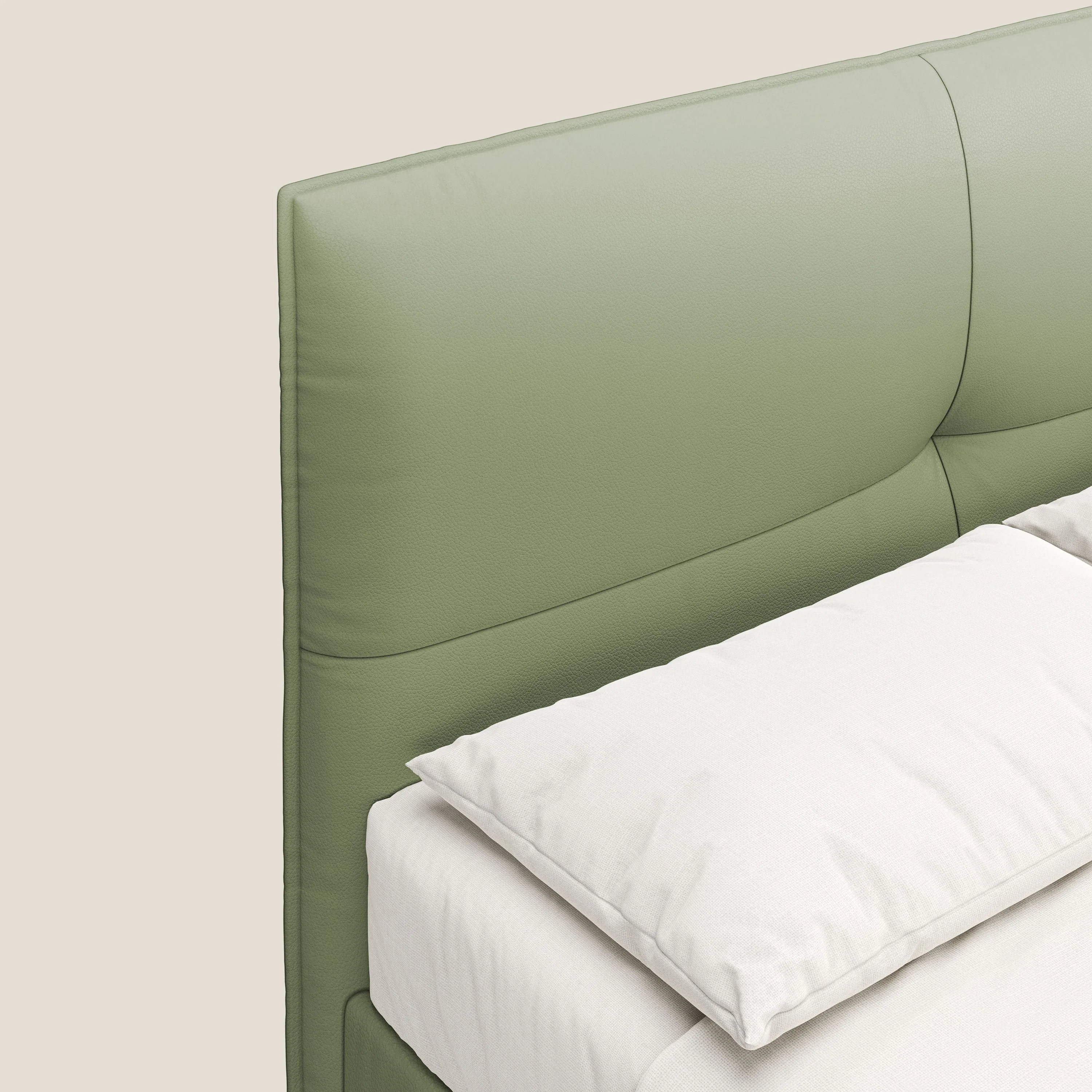 Greta lit coffre aux dimensions SLIM avec tête de lit matelassée en similicuir imperméable T04 vert - Image 6
