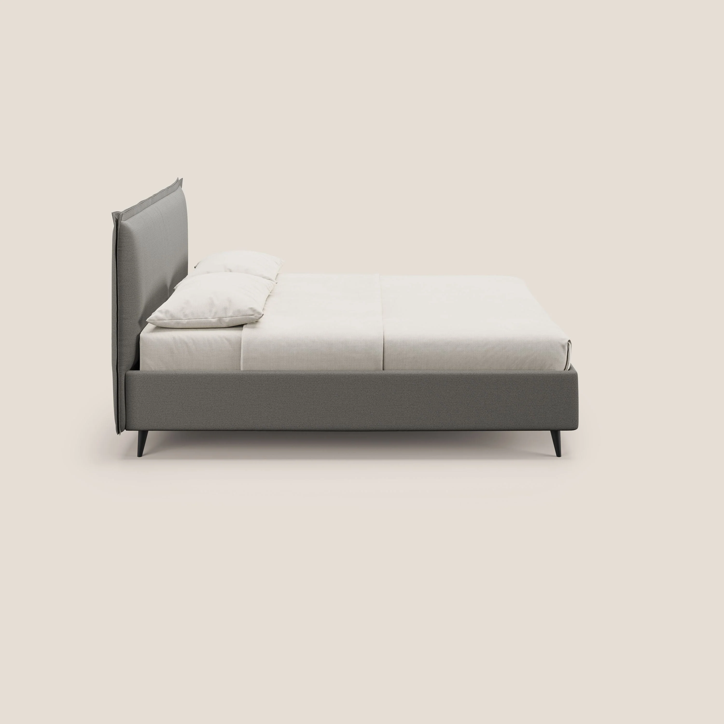 Hans lit rembourré avec coffre au style minimaliste en tissu imperméable T19 beige - Image 4