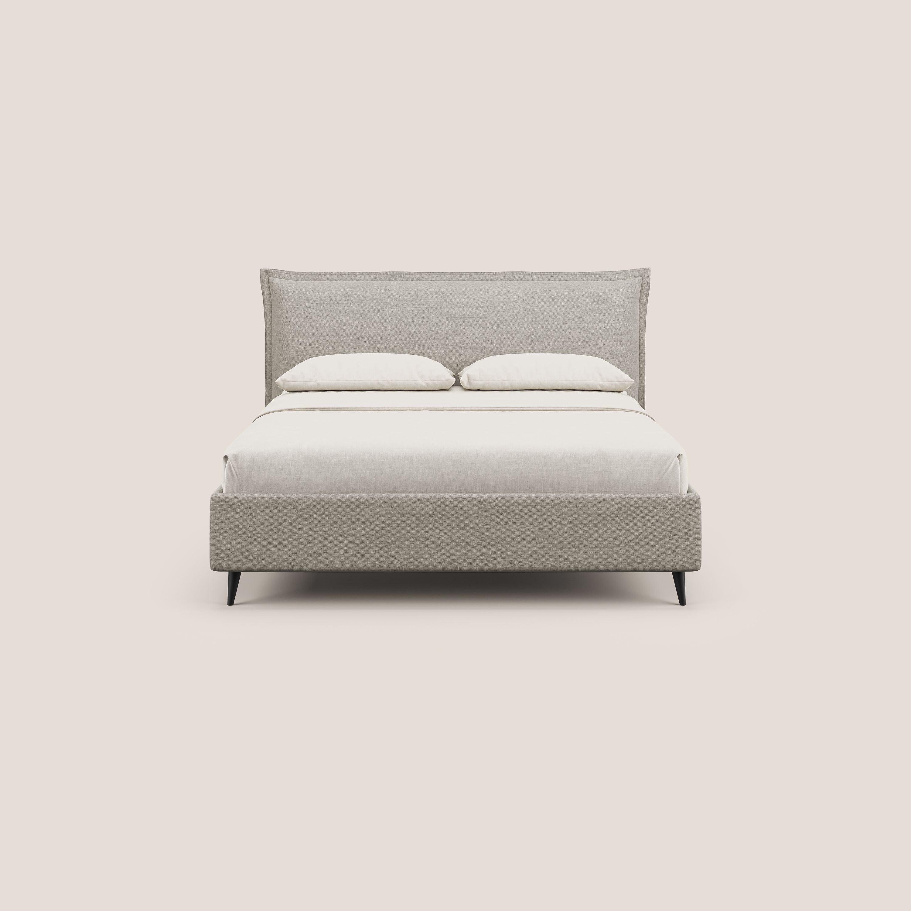 Hans lit rembourré avec coffre au style minimaliste en tissu imperméable T19 crème - Image 3