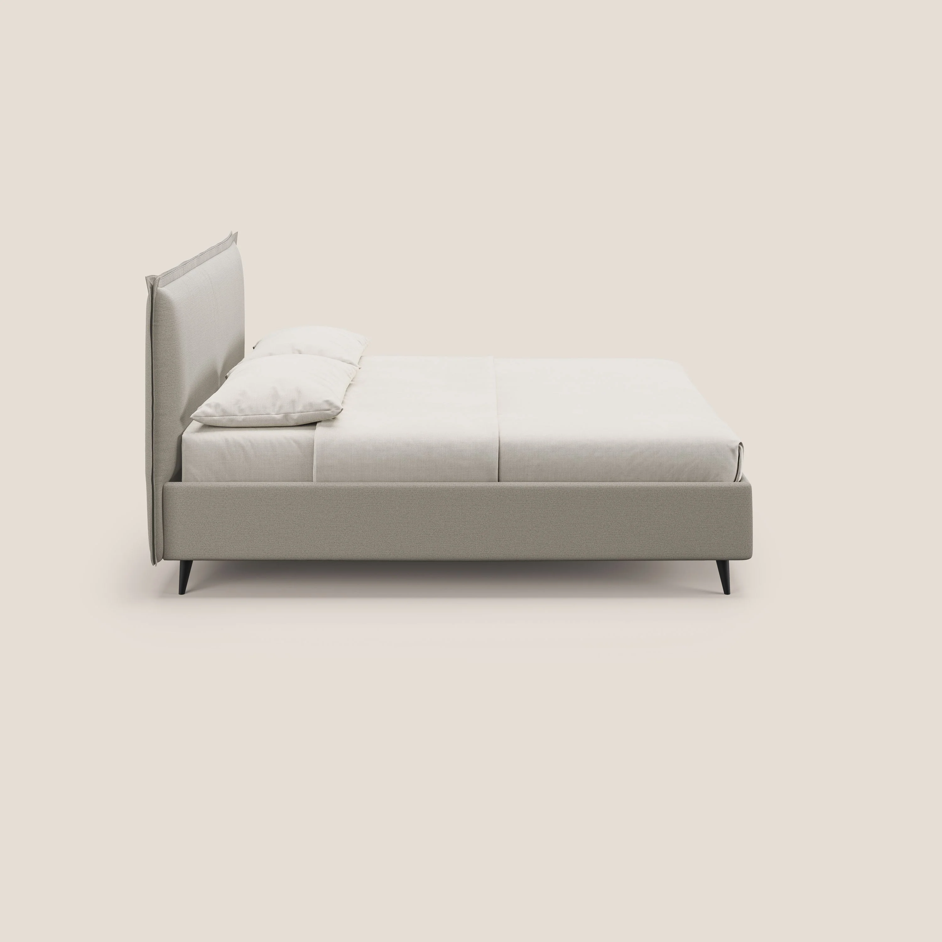 Hans lit rembourré avec coffre au style minimaliste en tissu imperméable T19 crème - Image 4