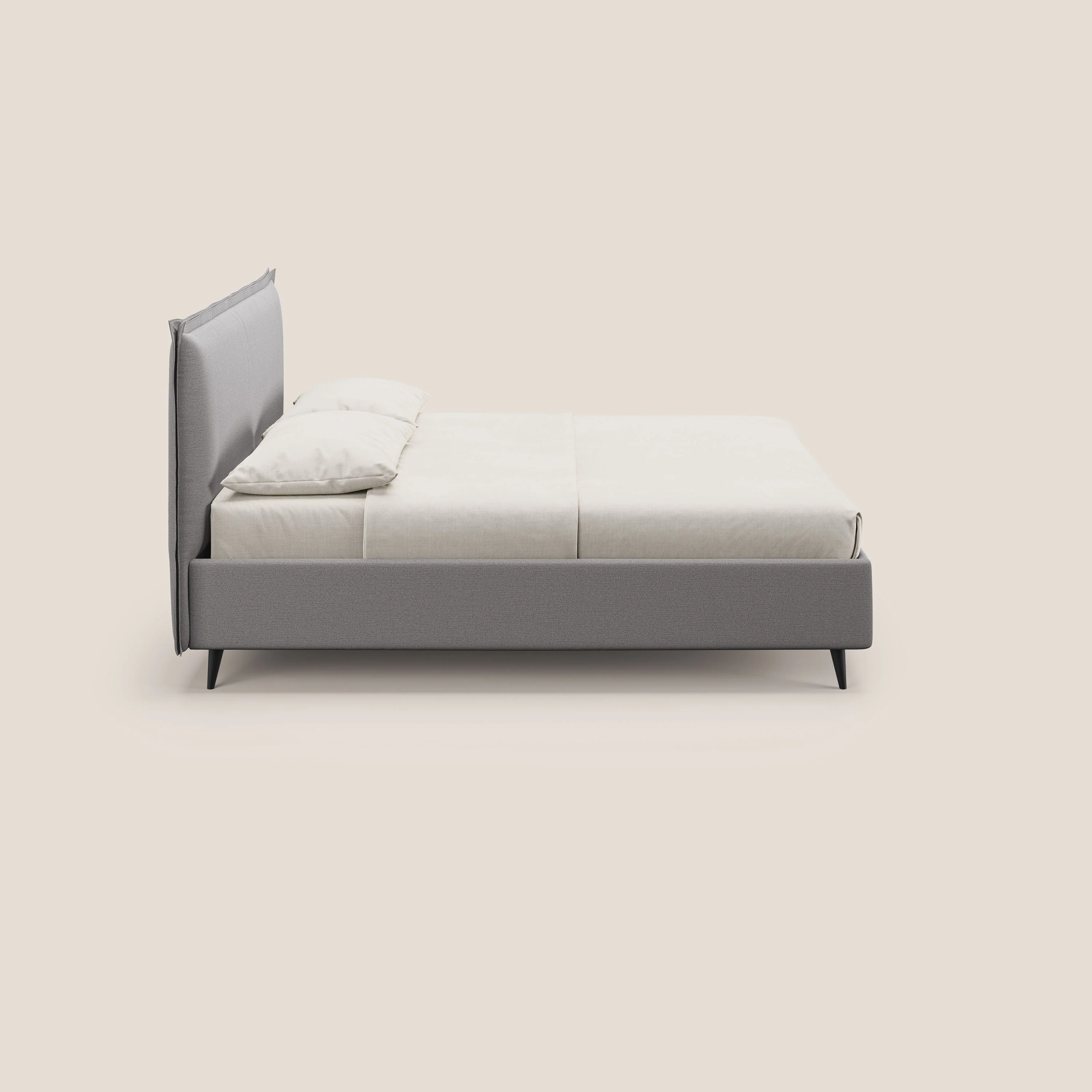 Hans lit rembourré avec coffre au style minimaliste en tissu imperméable T19 gris - Image 4